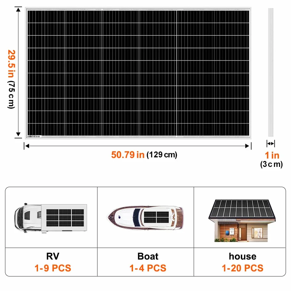 DOKIO Panel słoneczny 200 W 18 V monokrystaliczny moduł solarny do kampera