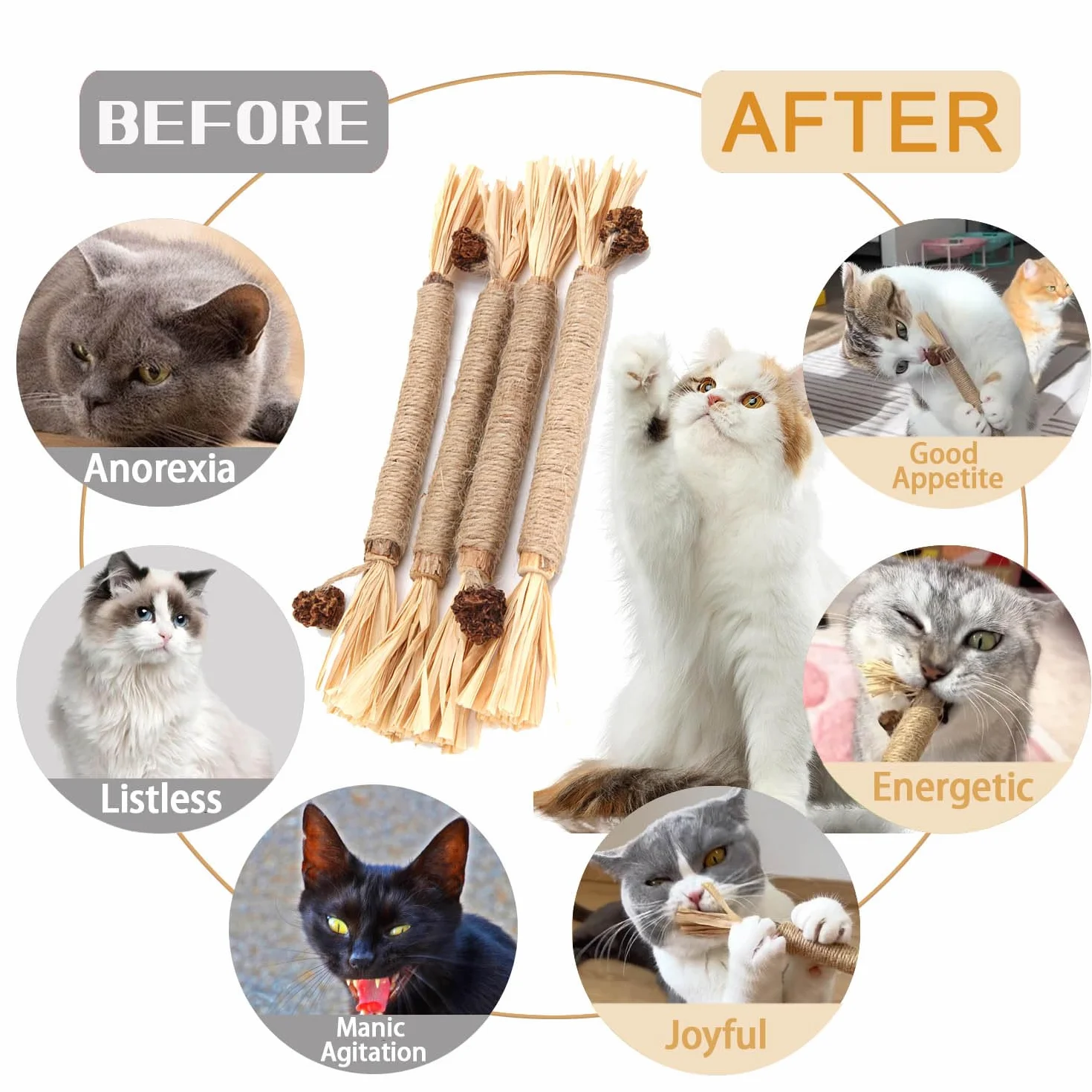9 Pcs Kitten Teething Toy（6 Pcs Cats Chew and 3 Pcs Cat Rope Toy）Catnip Toys for Cats丨Kitten Chew Toys for Indoor Cat Teeth Cleaning Teething and Stress Release