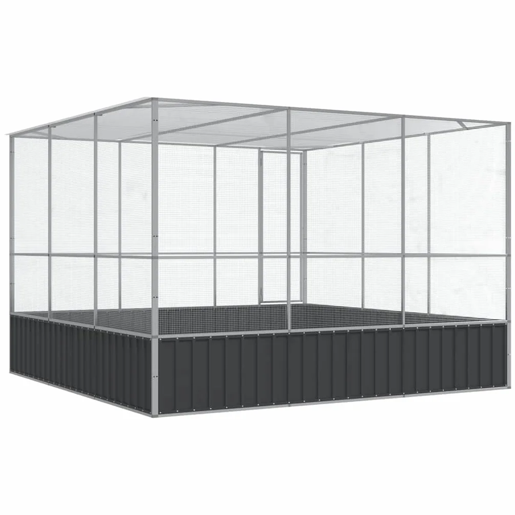 vidaXL Woliera, srebrna, 311x307x212 cm, stal