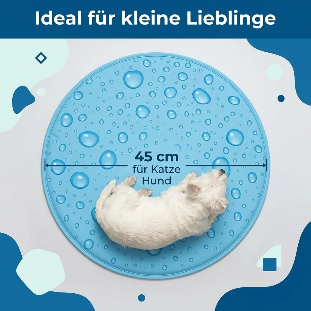 MIJOMA Mata chłodząca, mata chłodząca, podkładka żelowa, mata chłodząca, dla psów i kotów, chłodzenie w letnie dni (Ø 45 cm, krople wody)