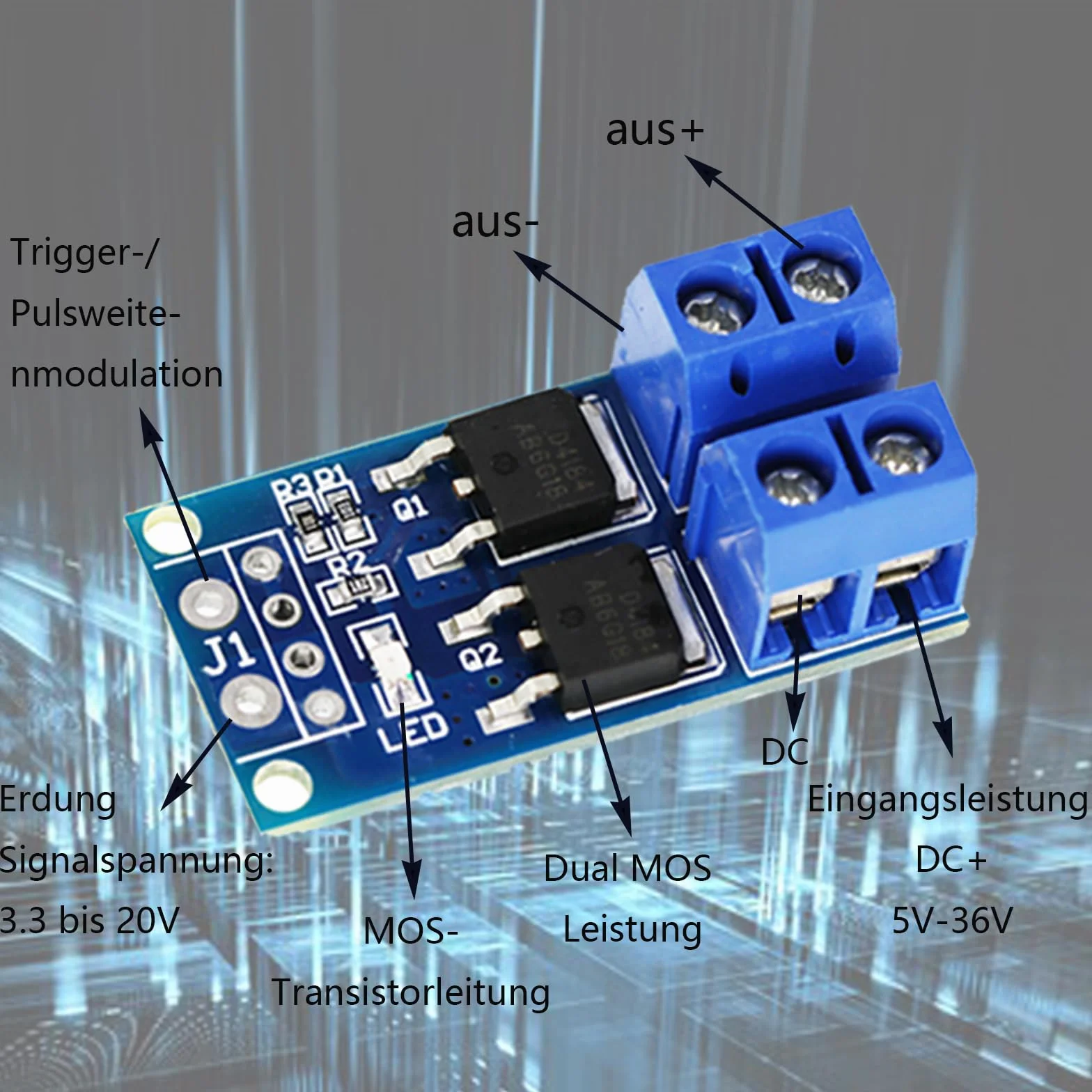 20 szt. DC 5V-36V 400W FET Przekaźnik Przełącznik Moduł Sterowania Płyta z podwójnym Mosfetem Moduł sterujący Przełącznik dualny Wysokowydajny moduł sterujący PWM Regulator Płyta sterująca Moduł