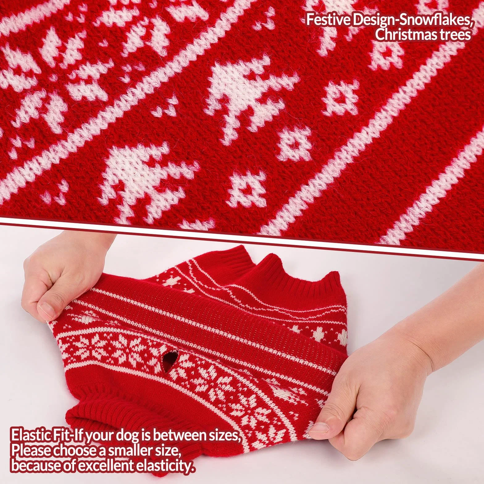 KONVINIT sweter bożonarodzeniowy dla psa, sweter z wzorem płatka śniegu dla małych, średnich i dużych psów, wygodny i ciepły sweter dla szczeniaków, do użytku w domu i na zewnątrz