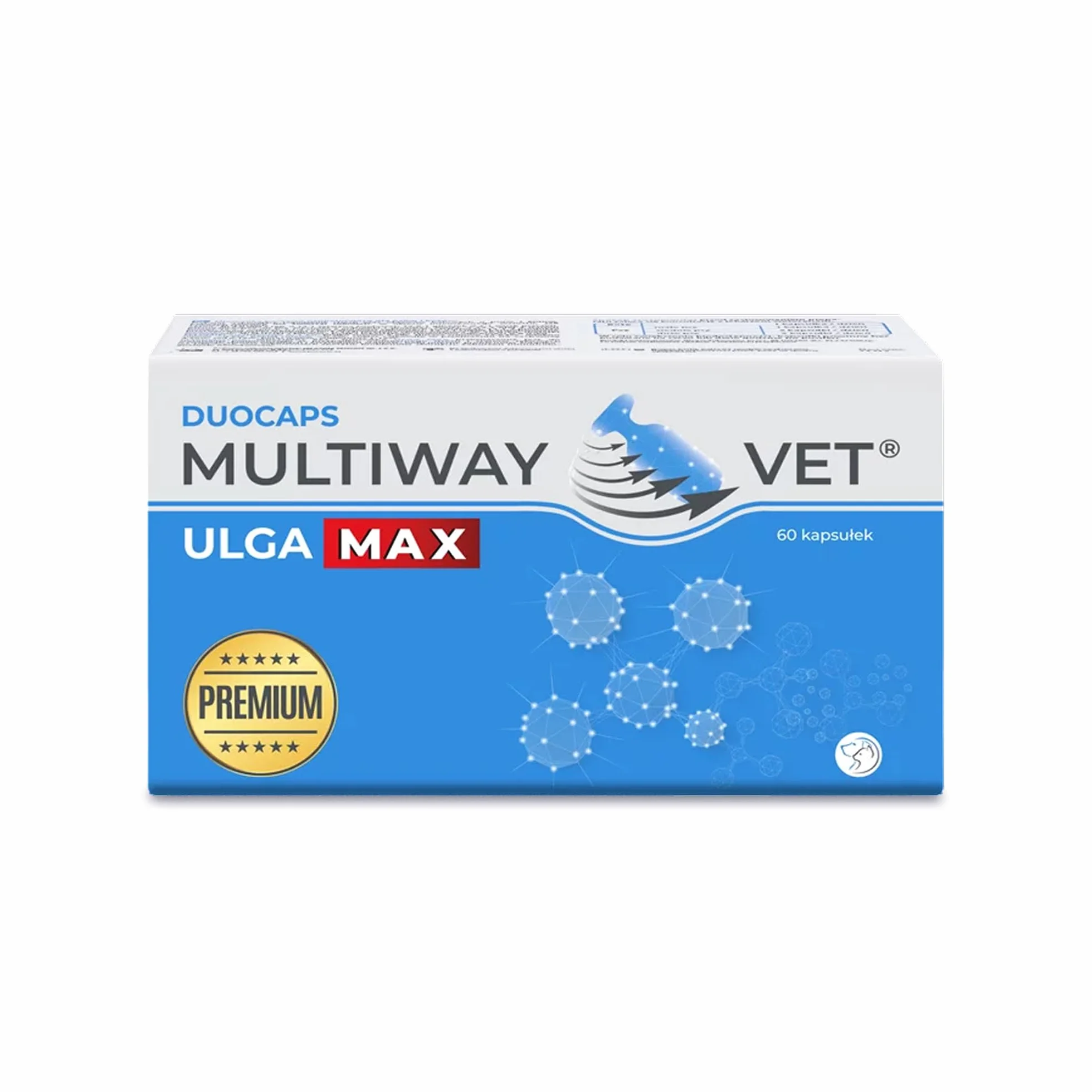 MULTIWAY VET® DUOCAPS ULGA MAX - kapsułki twist-off łagodzące stres, dyskomfort dla psa i kota, uspokajający, L-Tryptofan, kozłek lekarski, redukcja stresu, lęku, 60 kapsułek