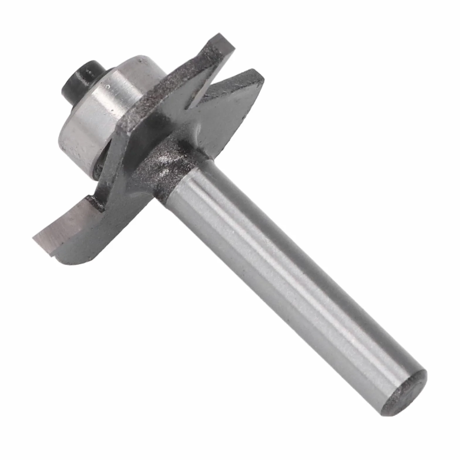 T Slot Router Bit,1/4in Shank 3/32in Cutting Height T Track Router Bit,3 Flute,with Bearing, for Plywood Slotting,Grooving,Rebating