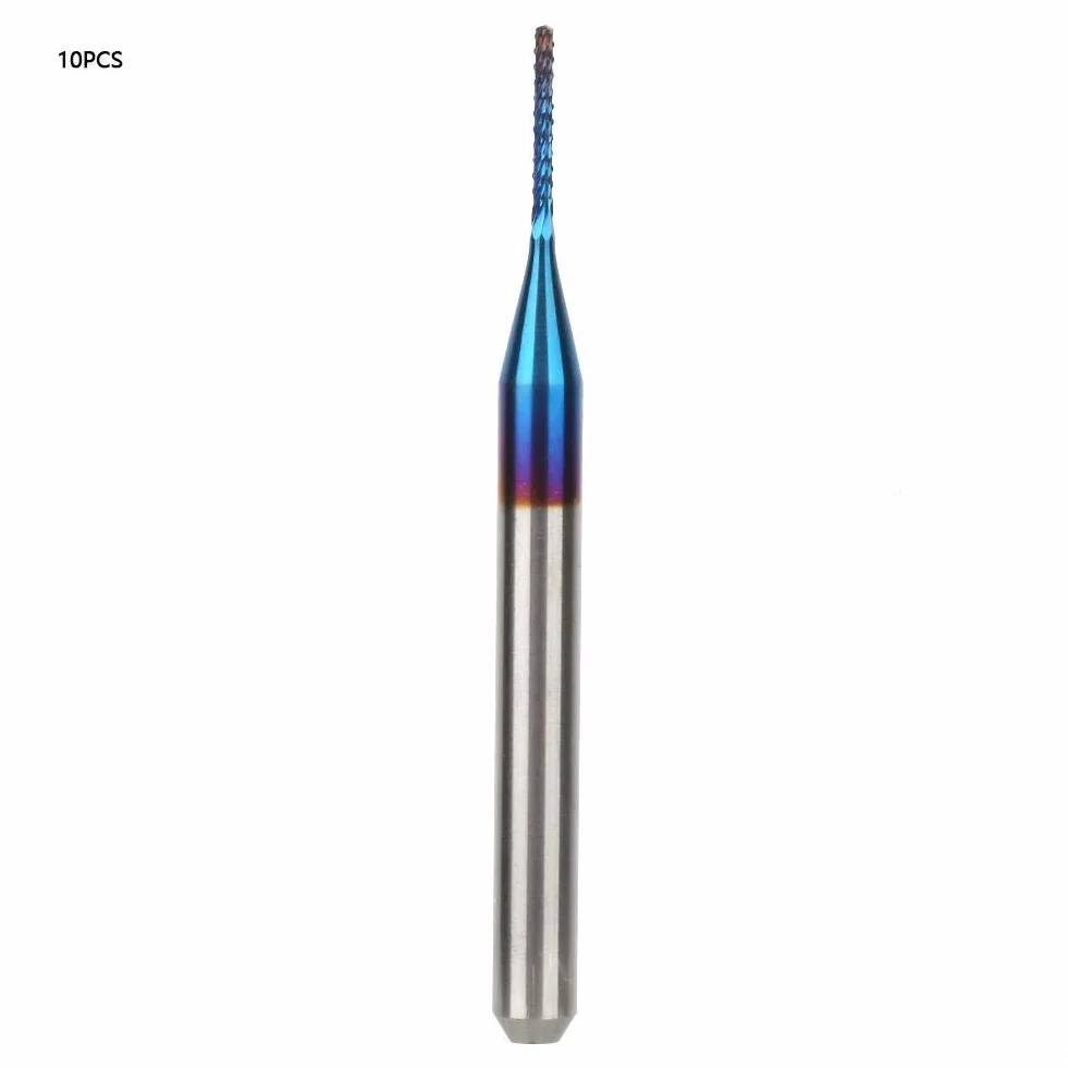 Wolframfräser Blau Beschichtet Spiralfräser Fräsmaschine CNC Fräser Set 0.8mm