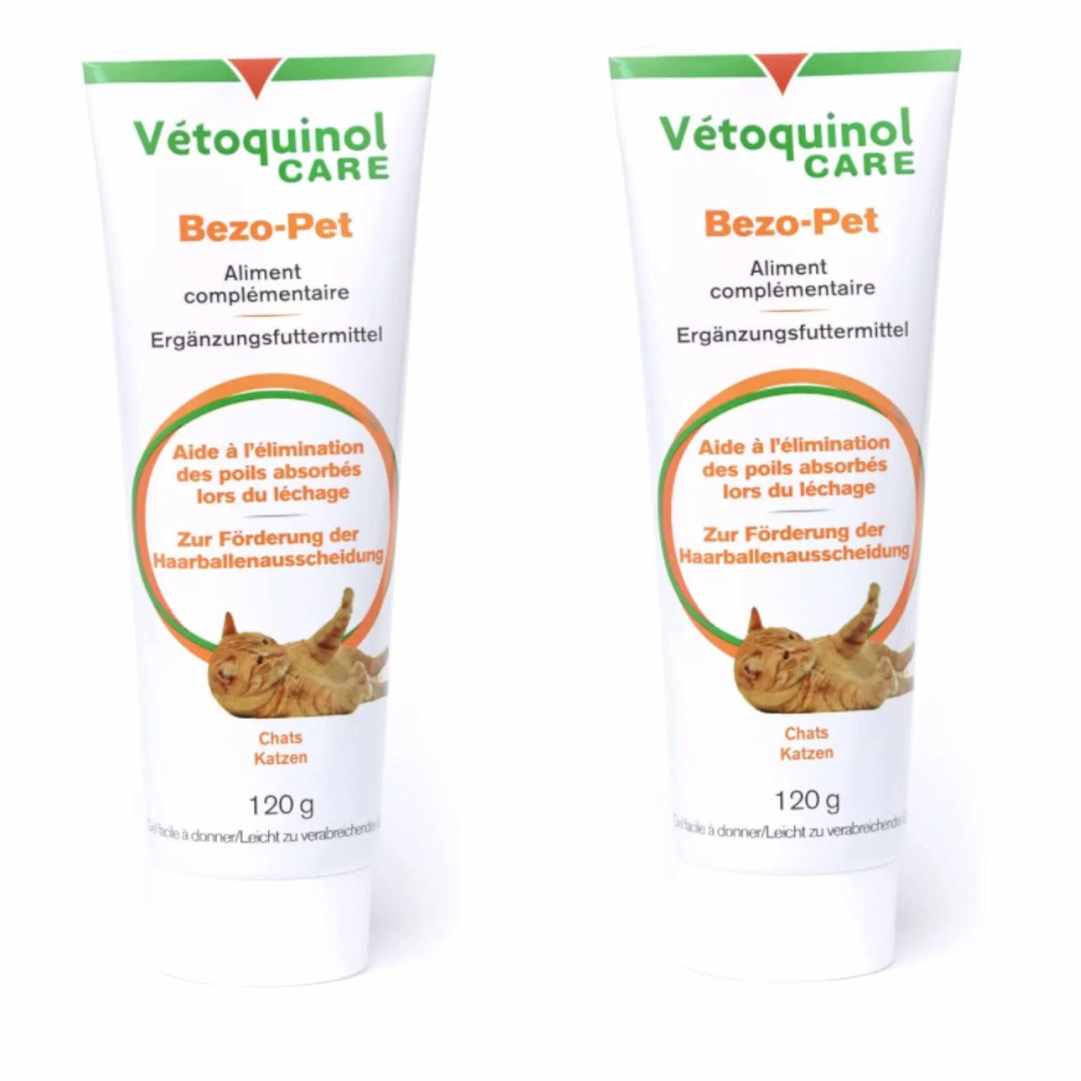 Vetoquinol Bezo-Pet Pasta | Podwójne opakowanie | 2 x 120 g | Karma uzupełniająca dla psów i kotów | Może pomóc w promowaniu wydalania kulek włosowych | Z jęczmieniem