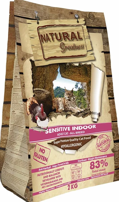 Natural Greatness Przepis Sensitive Indoor | Pełna sucha karma | Ultra Premium Quality | dla kotów 2 kg