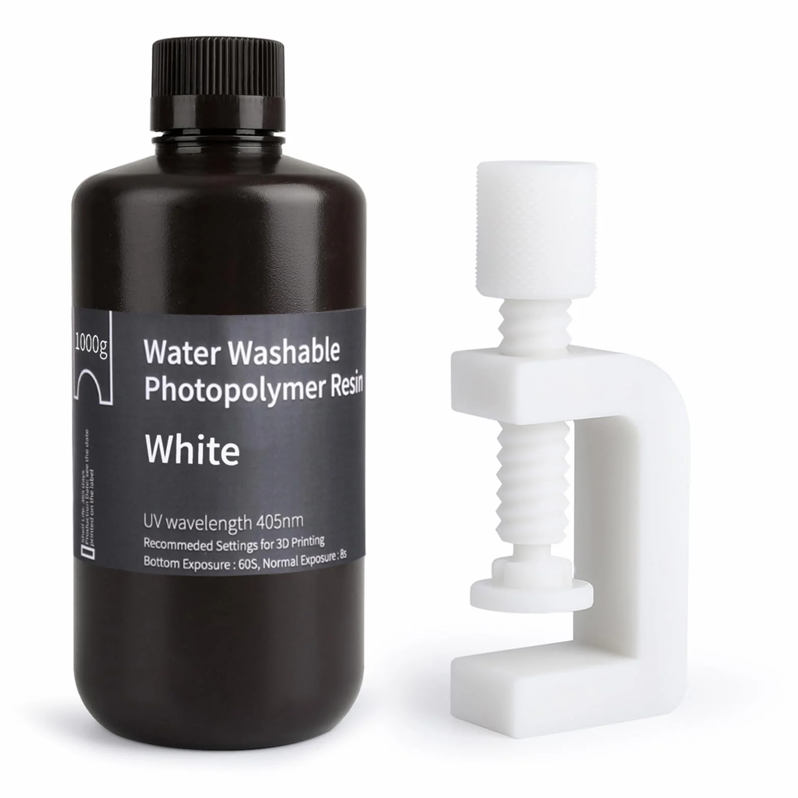 ELEGOO Zmywalna Wodą Żywica do Drukarki 3D LCD Żywica Utwardzana Promieniami UV 405nm Standardowa Żywica Fotopolimerowa do Drukowania 3D LCD/MSLA/DLP 1000g Biały