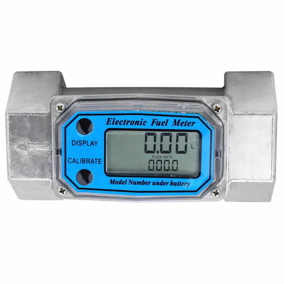 Przepływomierz Turbinowy Cyfrowy 1,5 Cala NPT 15-120L Aluminiowy Miernik Przepływu Oleju Napędowego