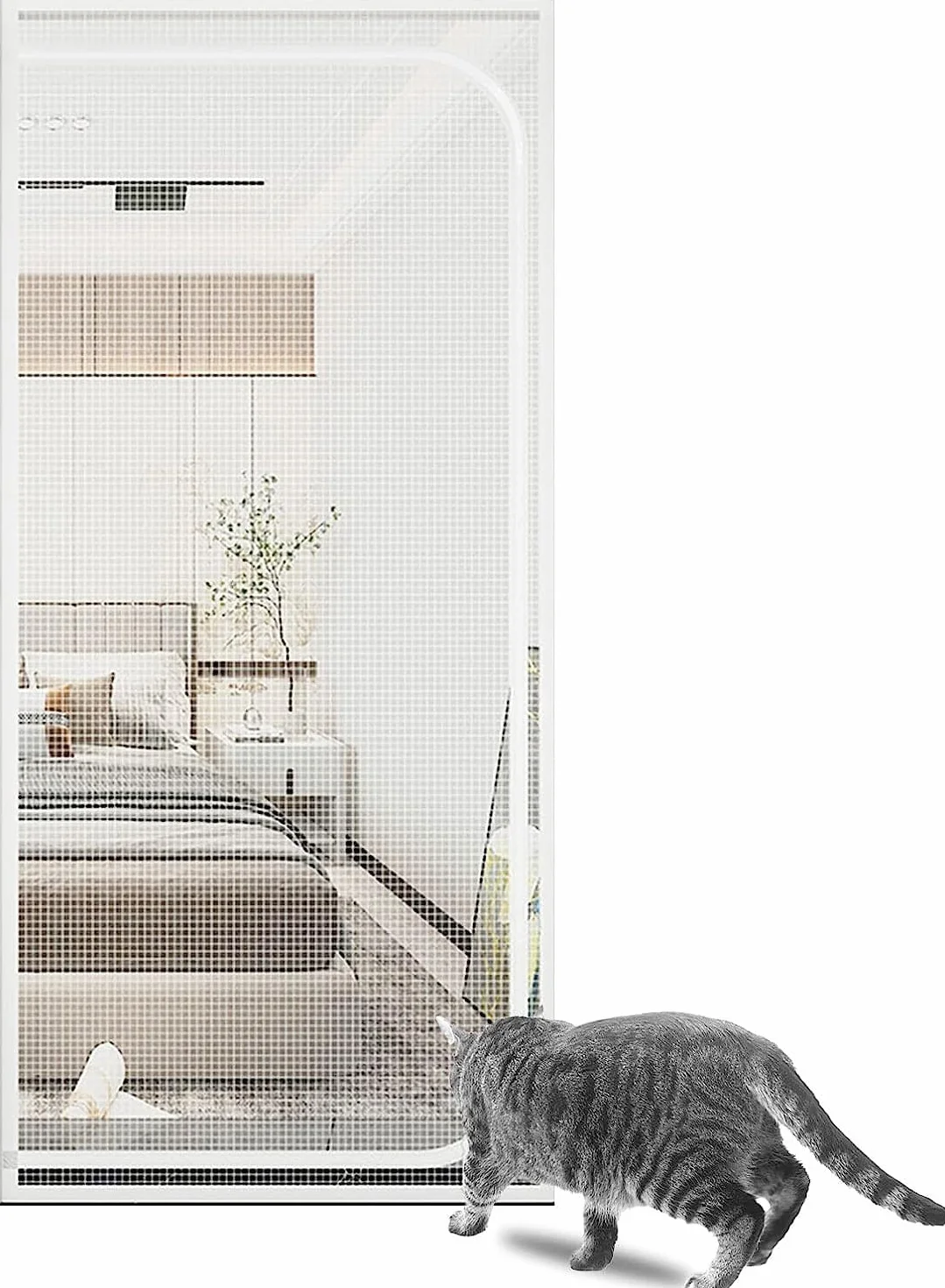 Bramka Dla Zwierząt, Odpowiednia Do Drzwi, 100 X 200 Cm, Ochrona Kota Przed Zarysowaniami, Bramka Do Drzwi, Drzwi Z Zamkiem Błyskawicznym, Zasłona Z Siatki, Drzwi, Bramka Z Siatki Odpornej Na Koty Do
