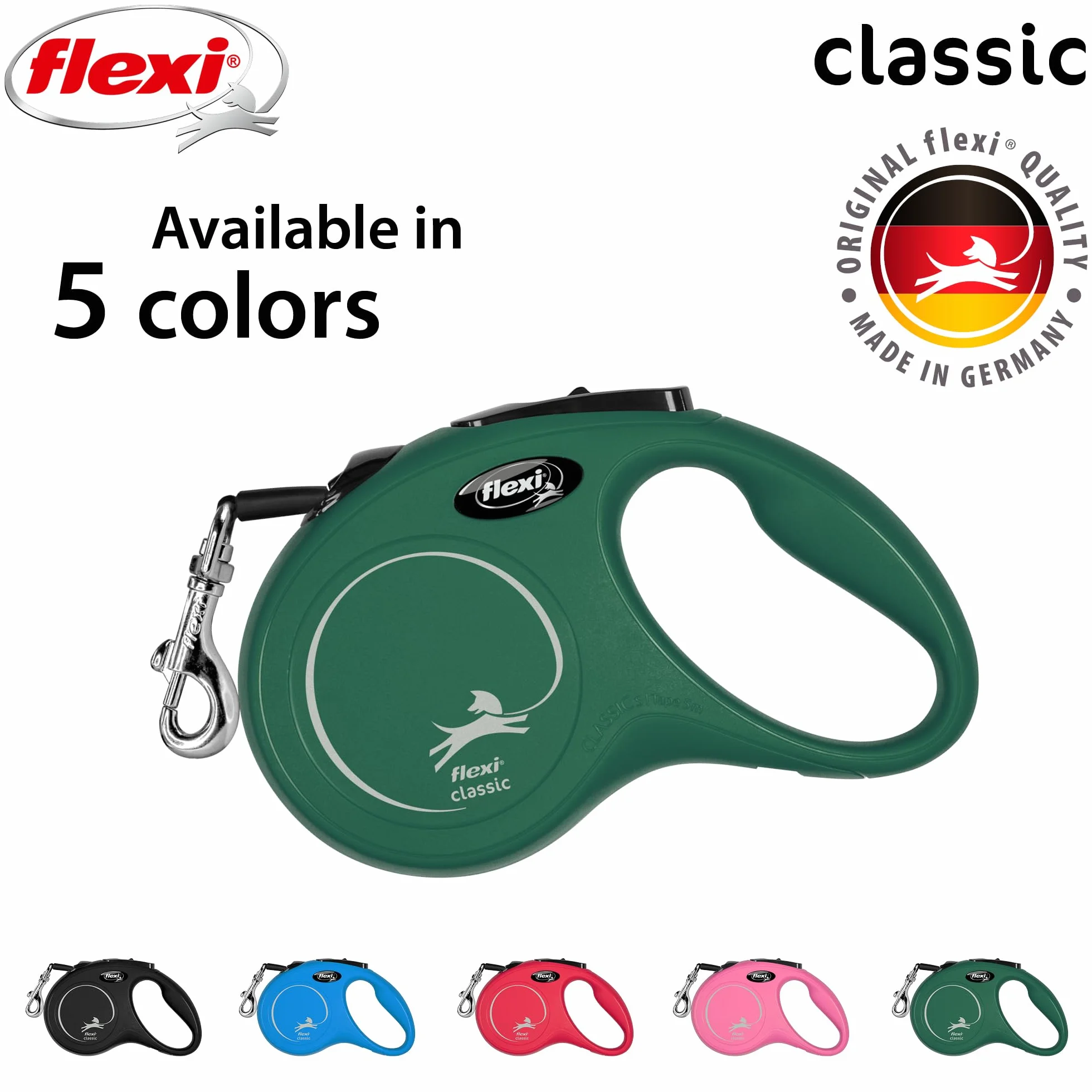 flexi Classic S pasek 5 m oliwkowo-zielony, smycz zwijana dla psów do 15 kg