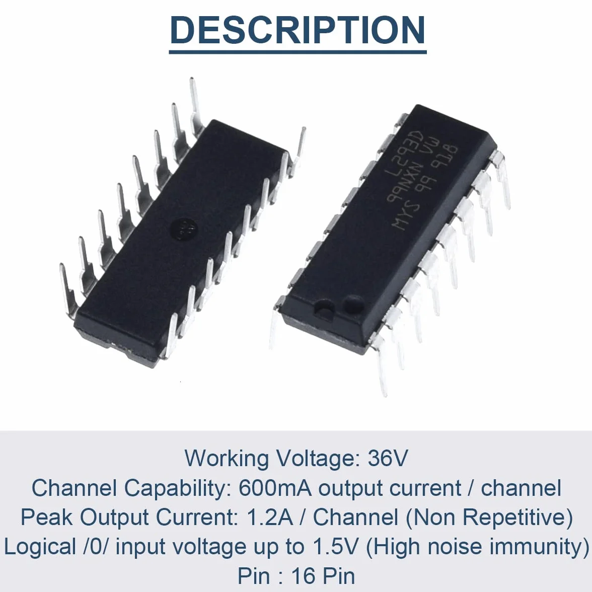 Sterownik silnika krokowego L293D DIP16 4-kanałowy sterownik silnika chip do Arduino z 10 gniazdami 16P IC