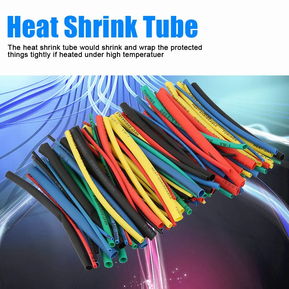 100 stücke Schrumpfschlauch Sortiment 5 Größen 5 Farbe 100mm Draht Kabel Isolierte Hülse Set