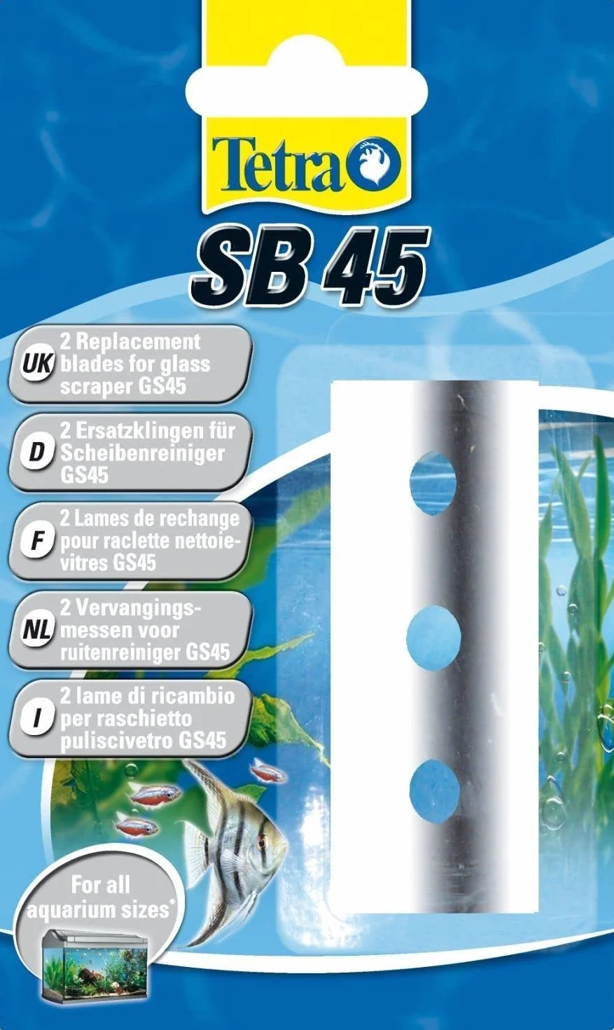 Tetra SB 45 – ostrza zapasowe do Tetra GS 45 płyn do czyszczenia szyb akwariowych, 2 sztuki w opakowaniu