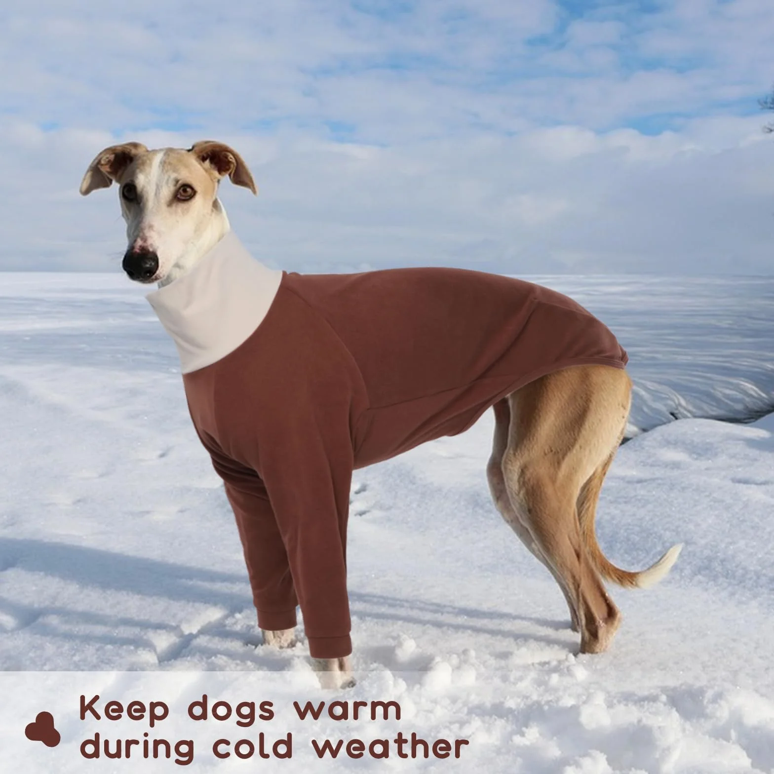 Sweter charta, polar, sweter dla psa, średni dla whipetów, pulower, szary, piżama, Lurcher, koszula polarowa, whippet, piżama, bluzy dla psów (brązowy, M)