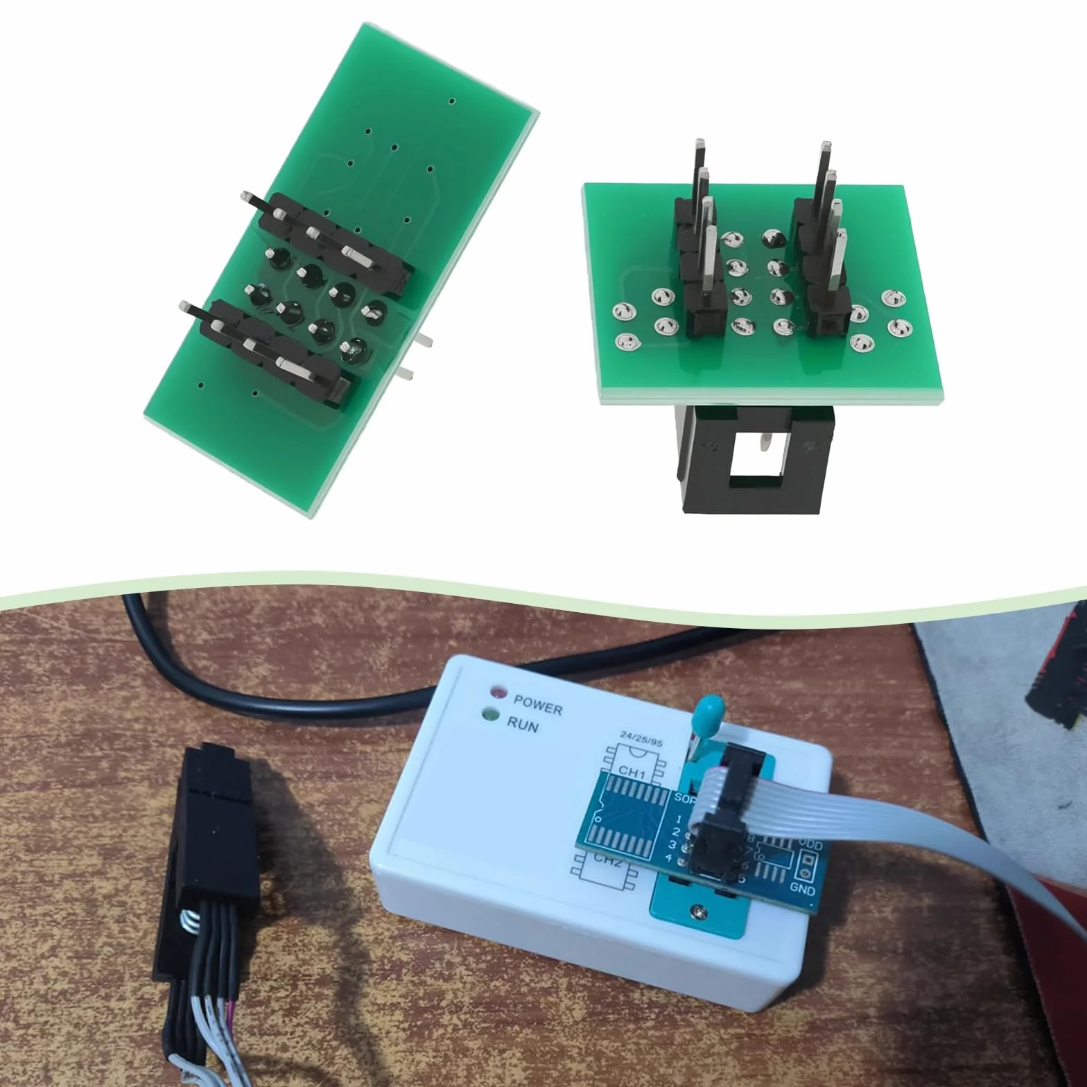 OTOTEC 1 zestaw SOIC SOIC8 SOP8 8-pinowy klips testowy z konwerterem programatora płytki drukowanej, kompatybilny z programowaniem w obwodzie wewnętrznym EEPROM