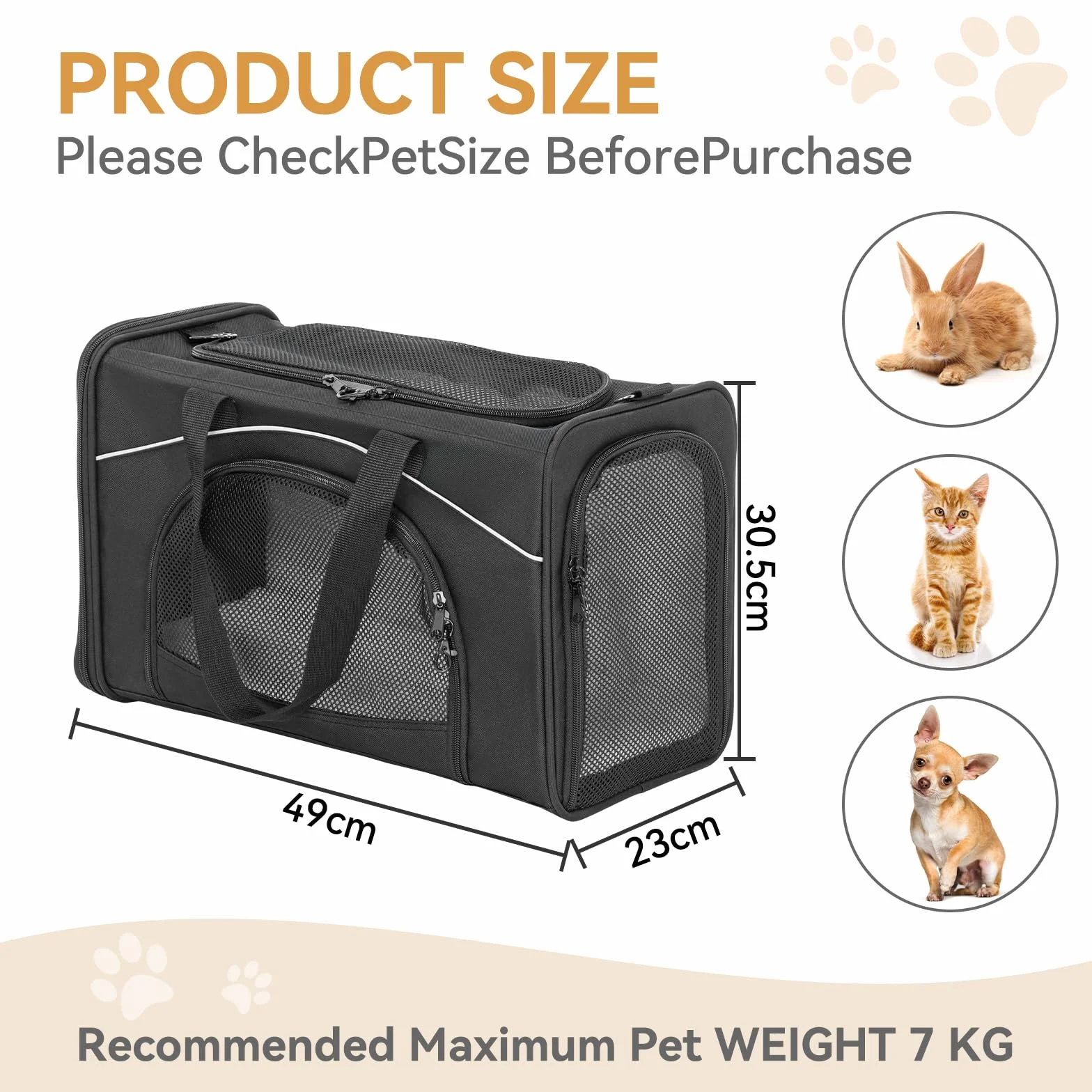 Petsfit Transporter dla Kotów, do 5 kg, Czarny