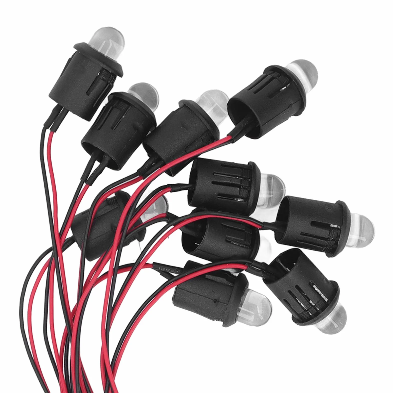 10 Sztuk Dioda LED 10mm 12V Lampka Kontrolna z wodoodporną linią (Czerwony)