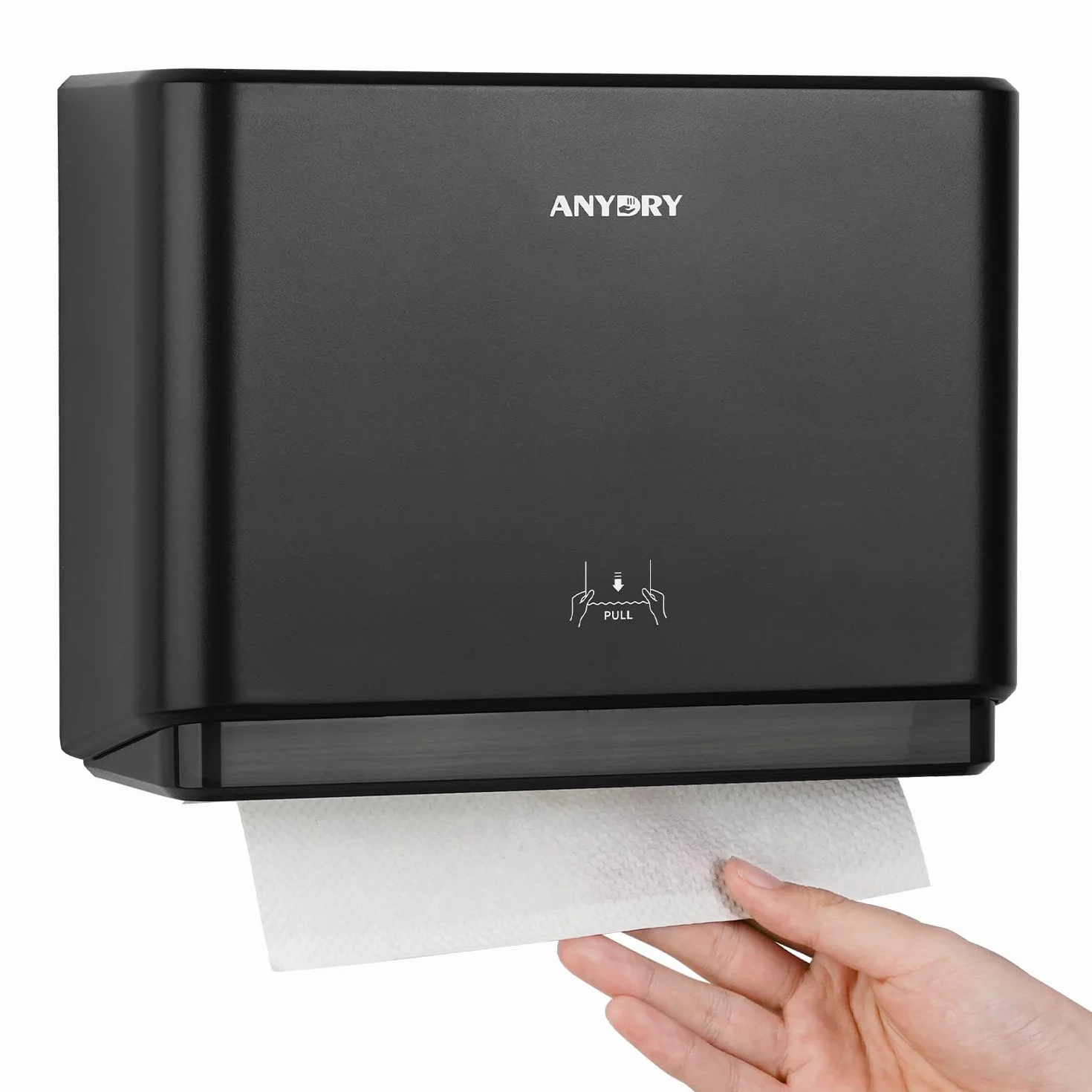anydry Uchwyt na Ręczniki Papierowe, Dystrybutor Ręczników Papierowych ABS, Montowany na Ścianie, Składany C-Fold, Czarny