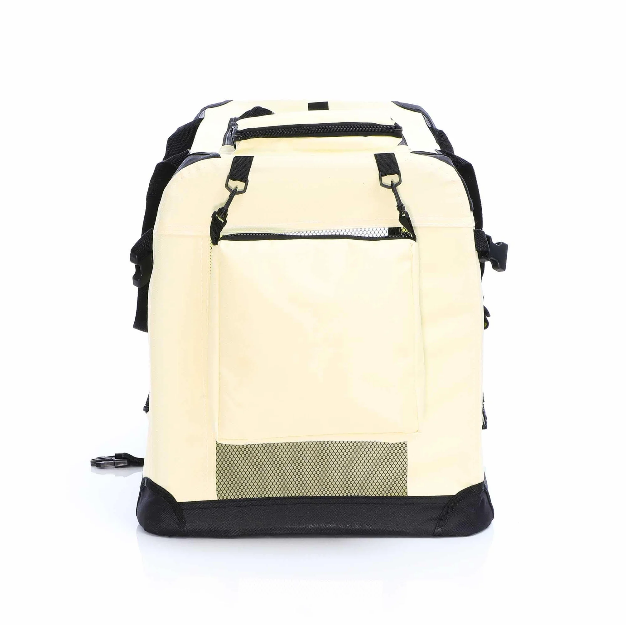 Fudajo Składany transporter dla psa i kota M (60x42x44 cm) beżowy, klatka transportowa z poduszką, lekka torba do samochodu dla zwierząt do max. 10 kg