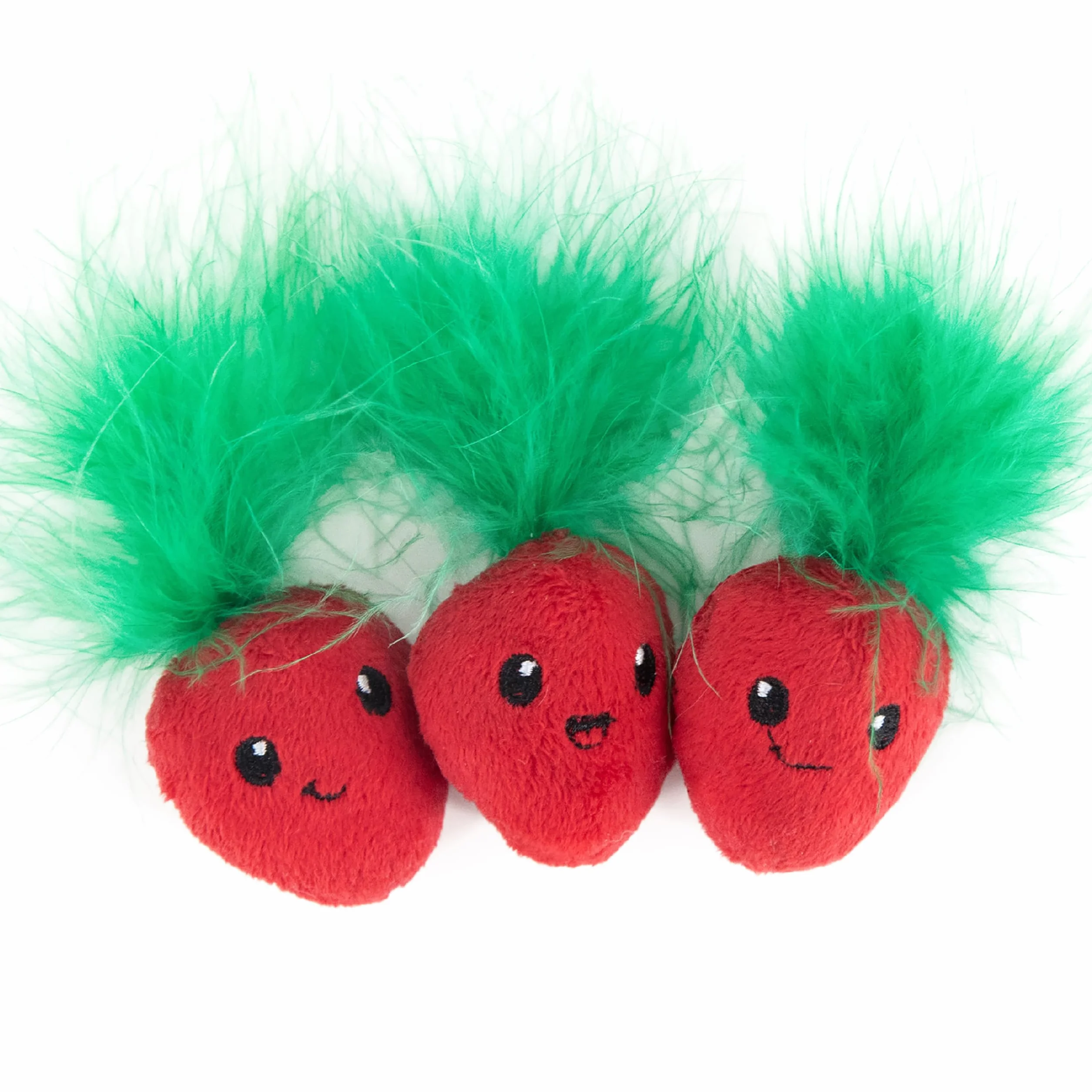 Petstages Straw-Babies - Gryzak-zabawka dla kota - z kocimiętką - z siateczką - kolor różowoczerwony - 3-pak