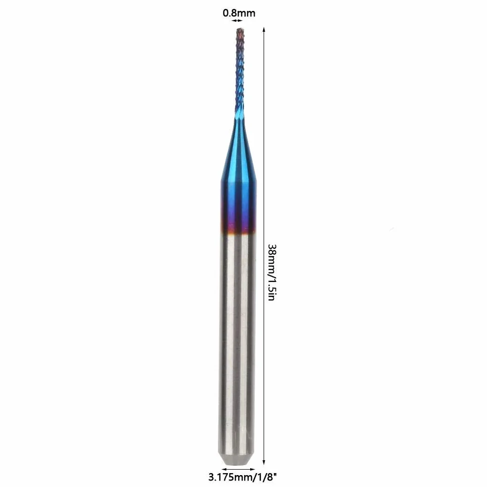 Wolframfräser Blau Beschichtet Spiralfräser Fräsmaschine CNC Fräser Set 0.8mm