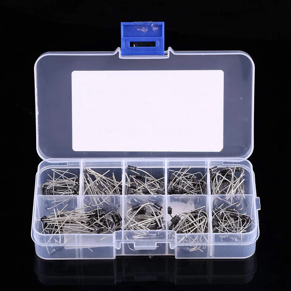 Spannungsregler Diode Sortiment 10 Werte 200 Stücke 1N4001~1N4007 1N5817~1N5819 mit Klarsichtbox