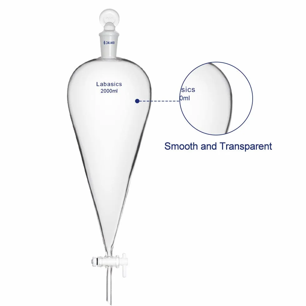 Labasics stożkowy rozdzielacz szkło borokrzemowe 2000 ml z korkiem PTFE