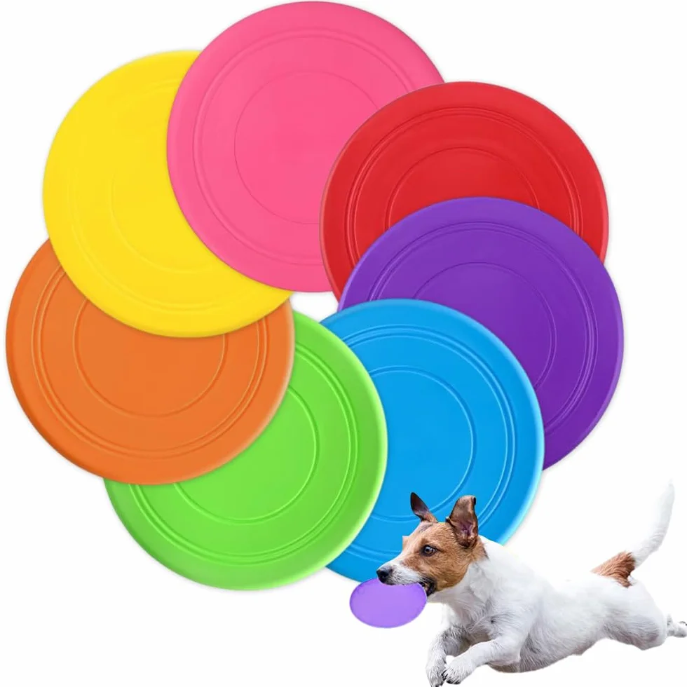 7 sztuk silikonowych krążków dla psów, frisbee, miękka gumowa podkładka, latająca podkładka do treningu psów na lądzie i wodzie, do treningu psa, rzucanie, łapanie, zabawa, odporna na