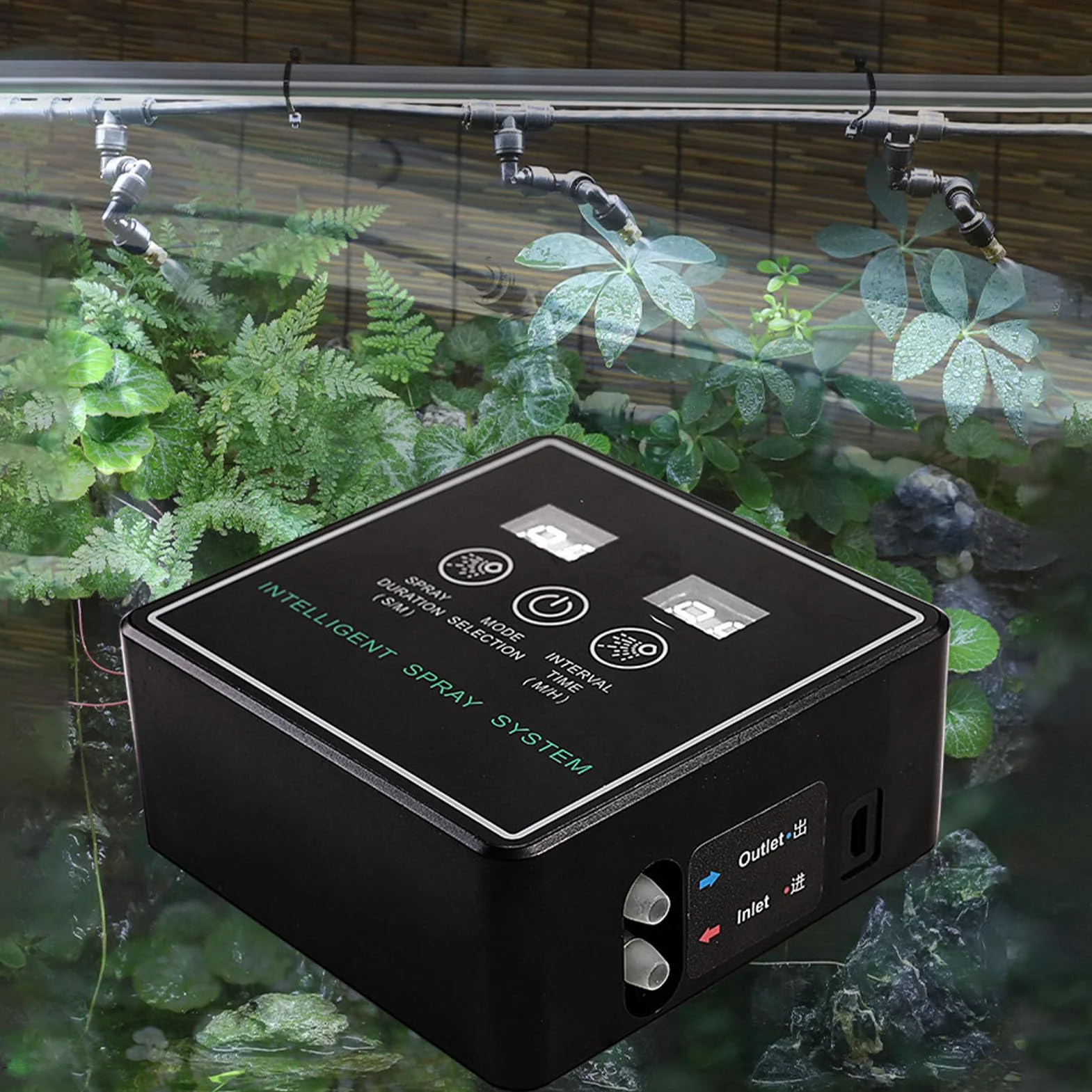 Nawilżacze dla Gadów, Inteligentny System Natryskiwania, Automatyczny Zamgławiacz Czasowy z Regulowanymi Dyszami Zamgławiającymi 360°, Wbudowana Pompa, do Terrarium, Roślin z