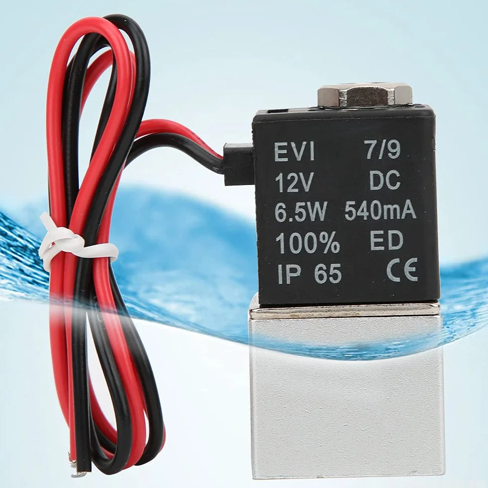 Elektrozawór elektromagnetyczny 2-drogowy DC 12V z gwintem 1/4" lub 1/8" wykonany z aluminium stop stosowany do wody, oleju i powietrza