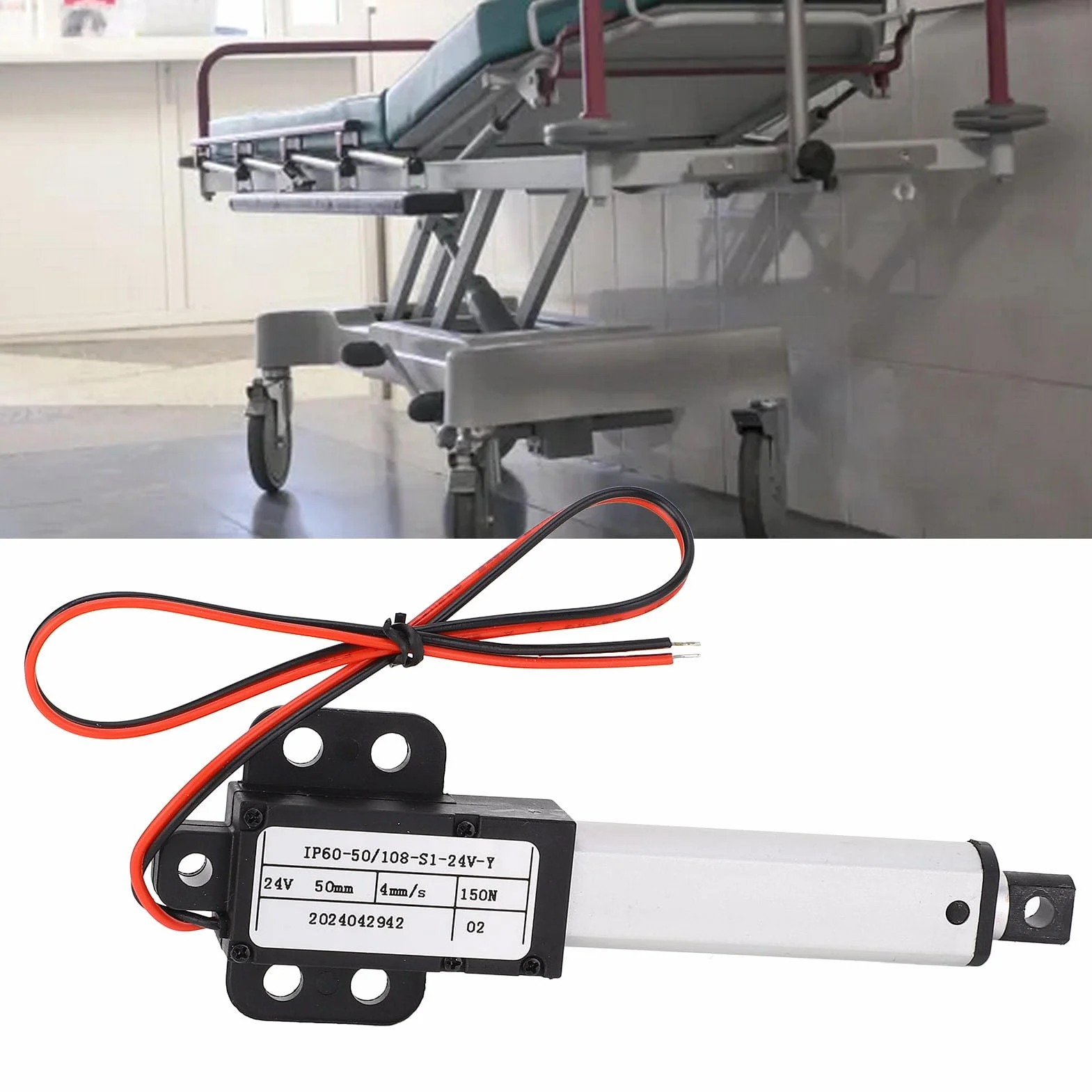 Elektryczny Siłownik Liniowy DC 24 V, Siłownik Liniowy prędkość Silnika 4 Mm/s 150N IPX4 50 Mm Skoku do Elektrycznych Drzwi Maszyn Przemysłowych