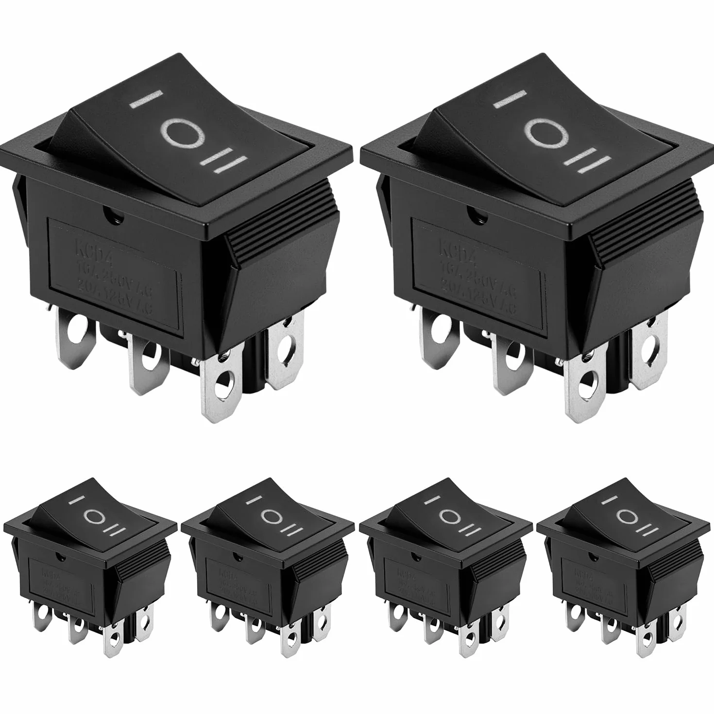 QWORK przełącznik Rocker ON-OFF-ON DPDT 6Pin 16A 250VAC czarny