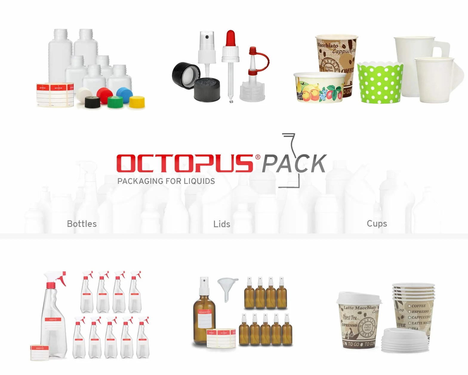 Octopus butelki plastikowe HDPE 10 x 500 ml z kolorowymi zakrętkami