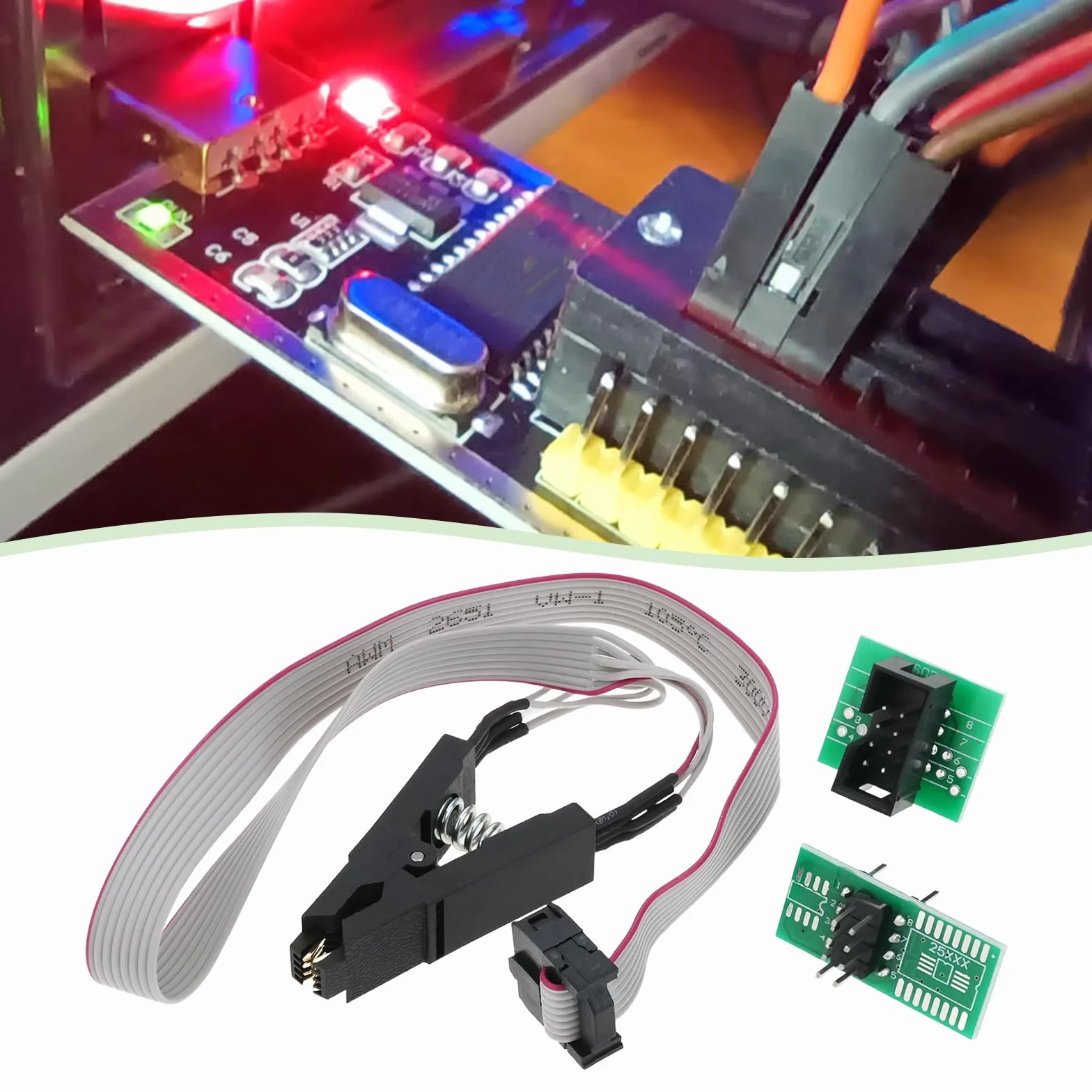 OTOTEC 1 zestaw SOIC SOIC8 SOP8 8-pinowy klips testowy z konwerterem programatora płytki drukowanej, kompatybilny z programowaniem w obwodzie wewnętrznym EEPROM