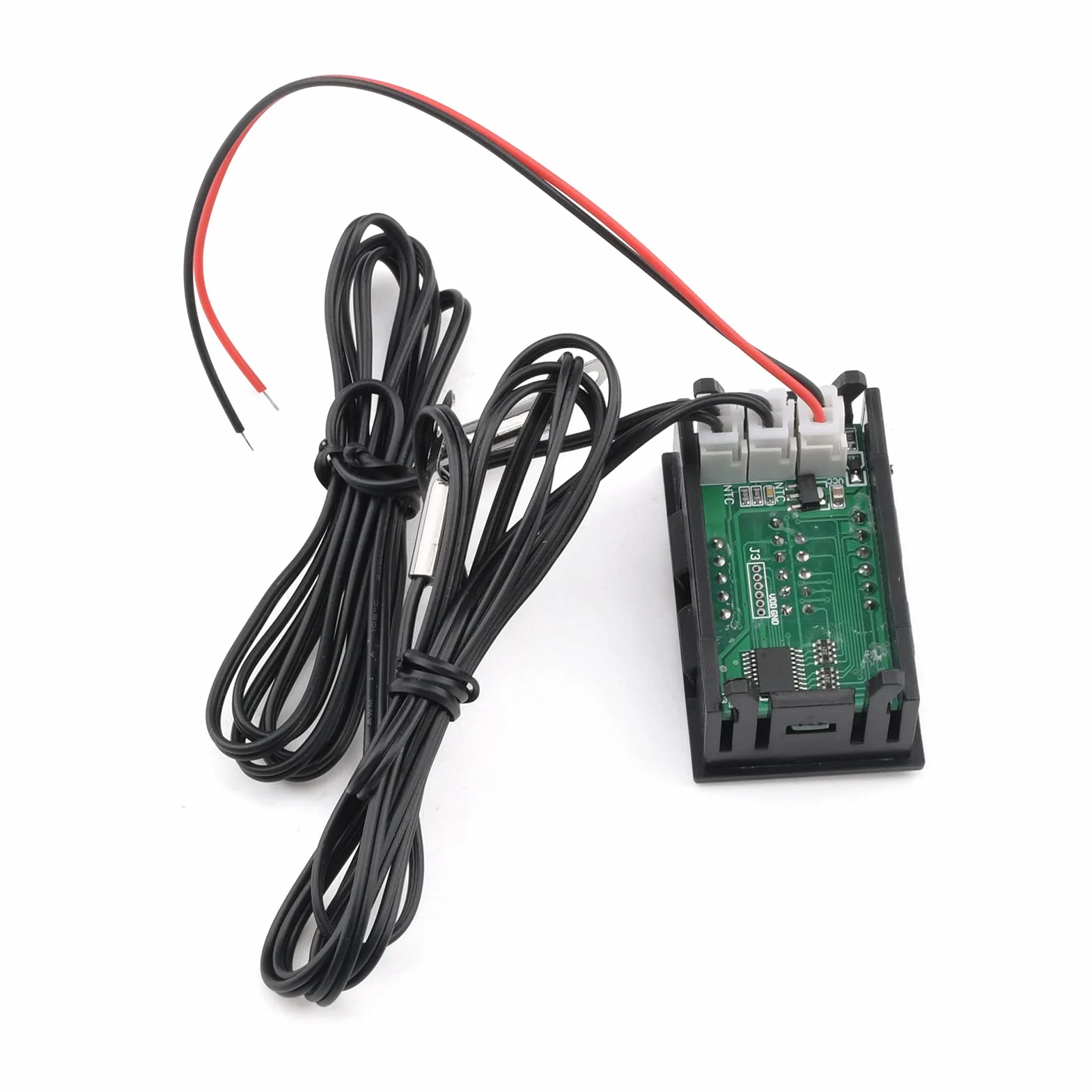 2 szt. mini DC 4-28 V podwójny wyświetlacz cyfrowy termometr z NTC wodoodporny metalowy czujnik temperatury tester pokój samochodowy wewnątrz (czerwony zielony)