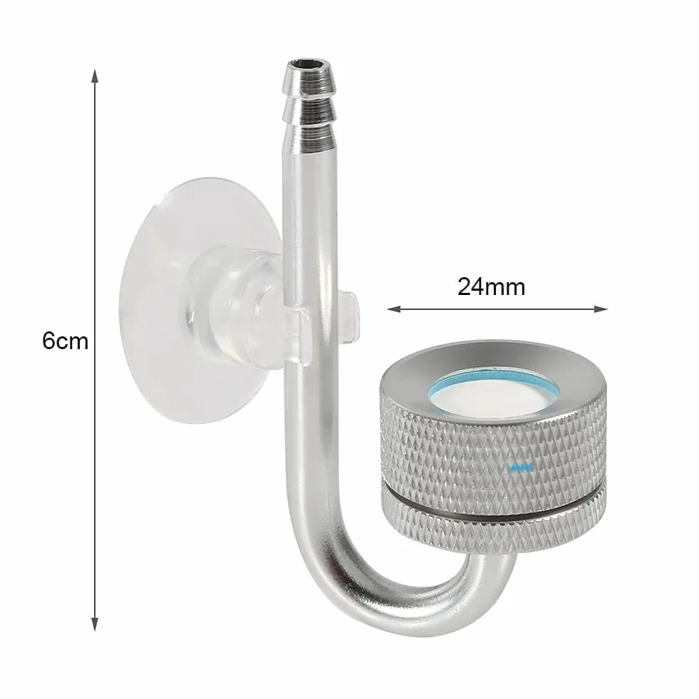 Akwarium Dyfuzor CO2 Stop aluminium Dyfuzor dwutlenku węgla Generator dwutlenku węgla Atomizer z przyssawką do akcesoriów do akwarium (srebrny)
