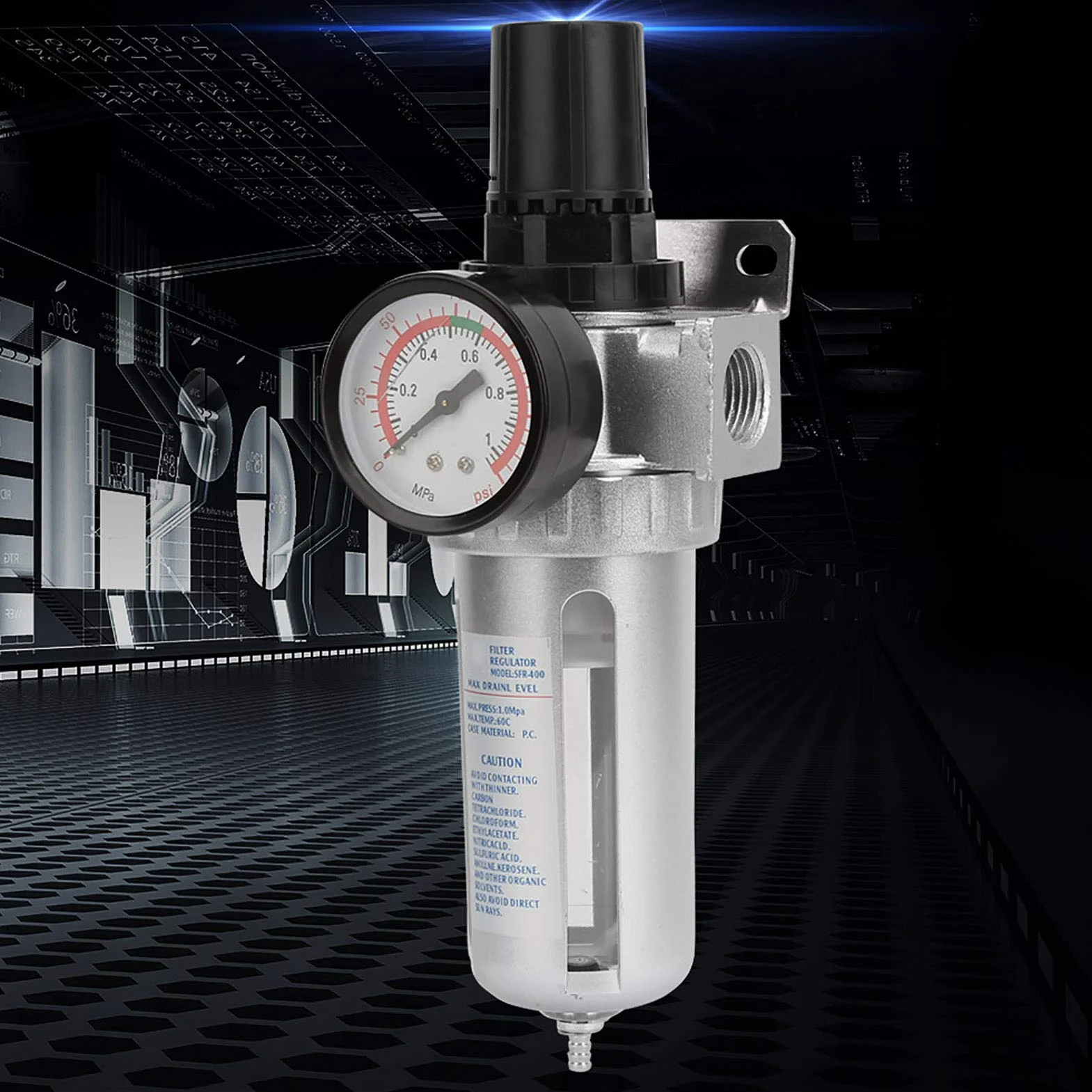 Regulator filtra powietrza 1/2 BSP pułapka na wilgoć regulowana kontrola ciśnienia aluminiowa membrana
