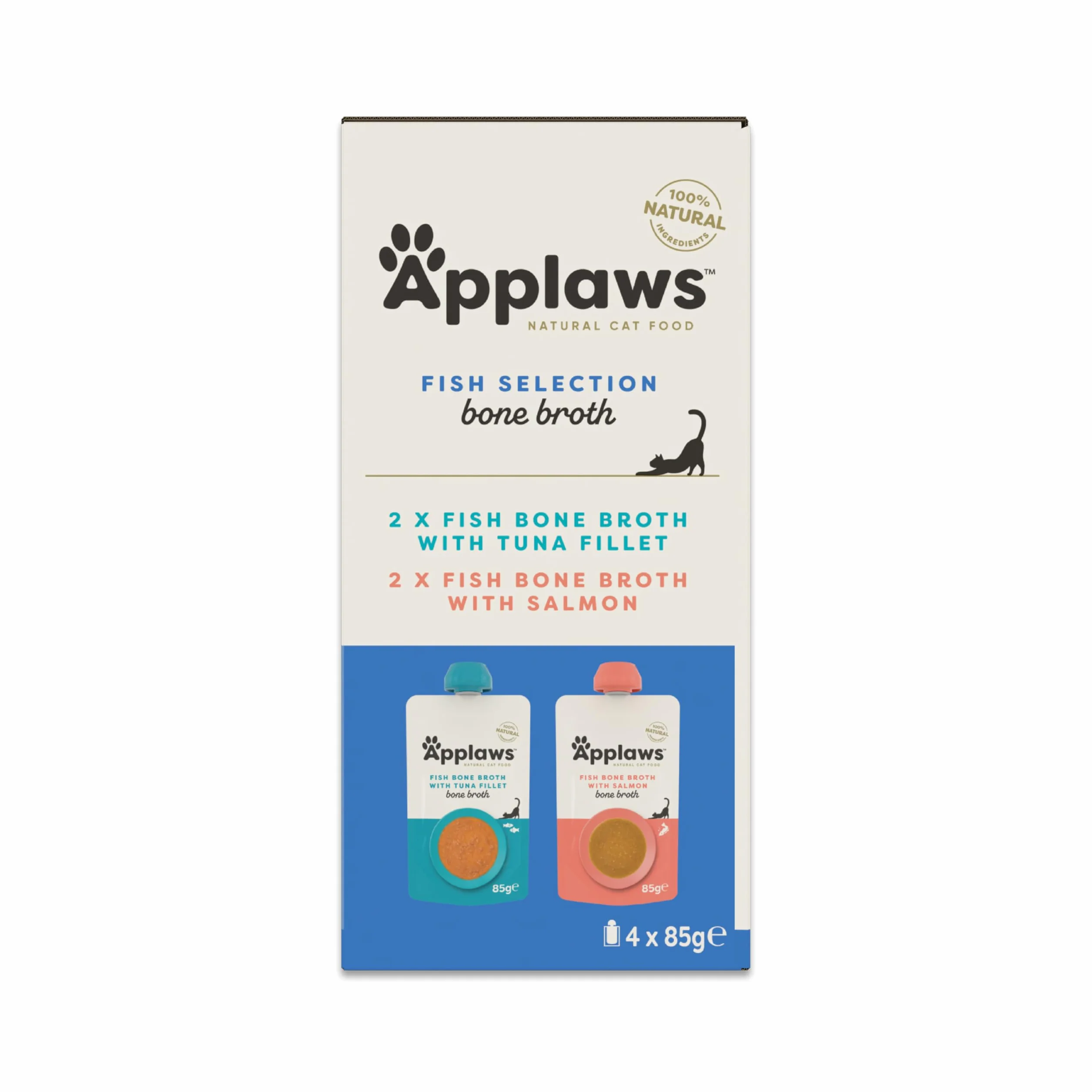 Applaws 100% naturalna mokra karma dla kotów – zestaw ryb w bulionie, saszetki z dozownikiem 85 g