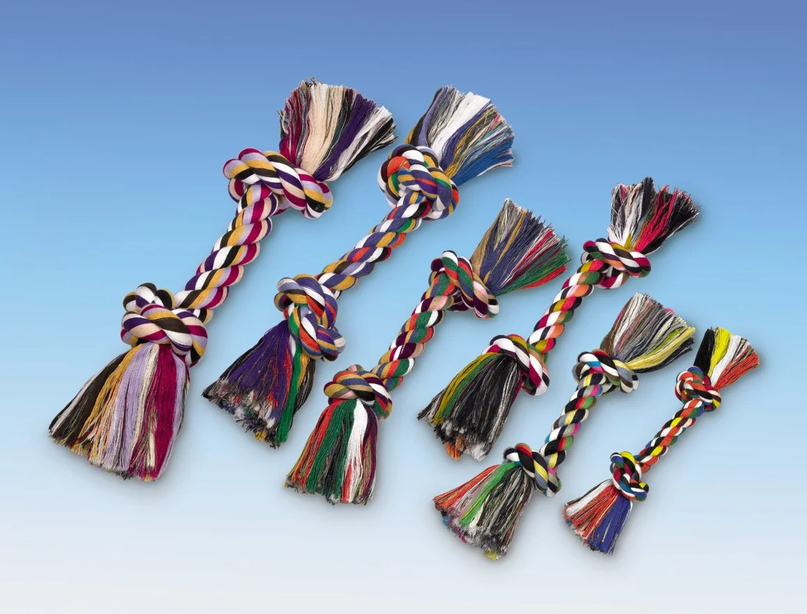 Nobby Rope Toy, liny do zabawy kolorowe 90 g; 2 węzły; ok. 29 cm