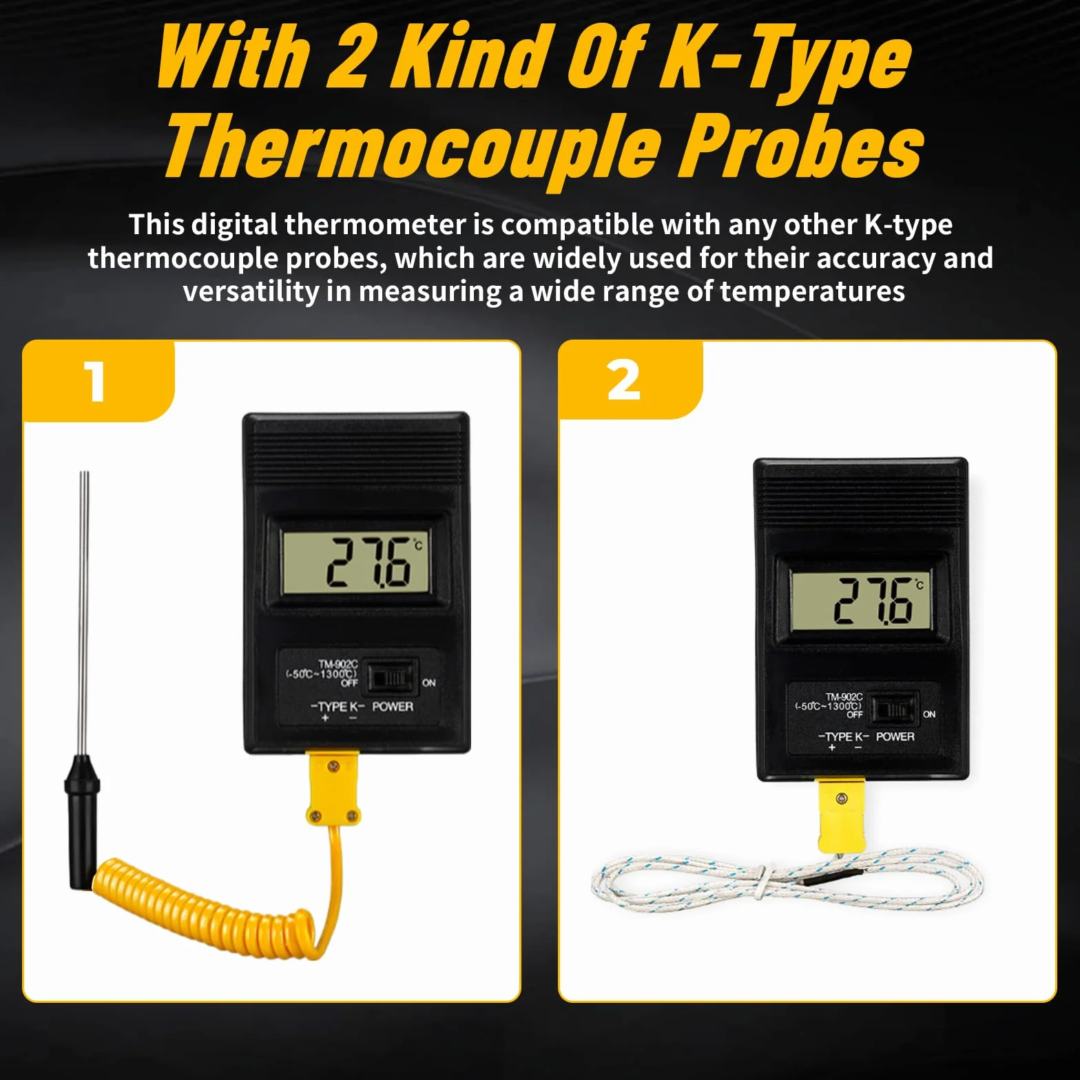 Termometr cyfrowy TM902C -50~+300°C czujnik LCD sonda temperatury przemysłowa