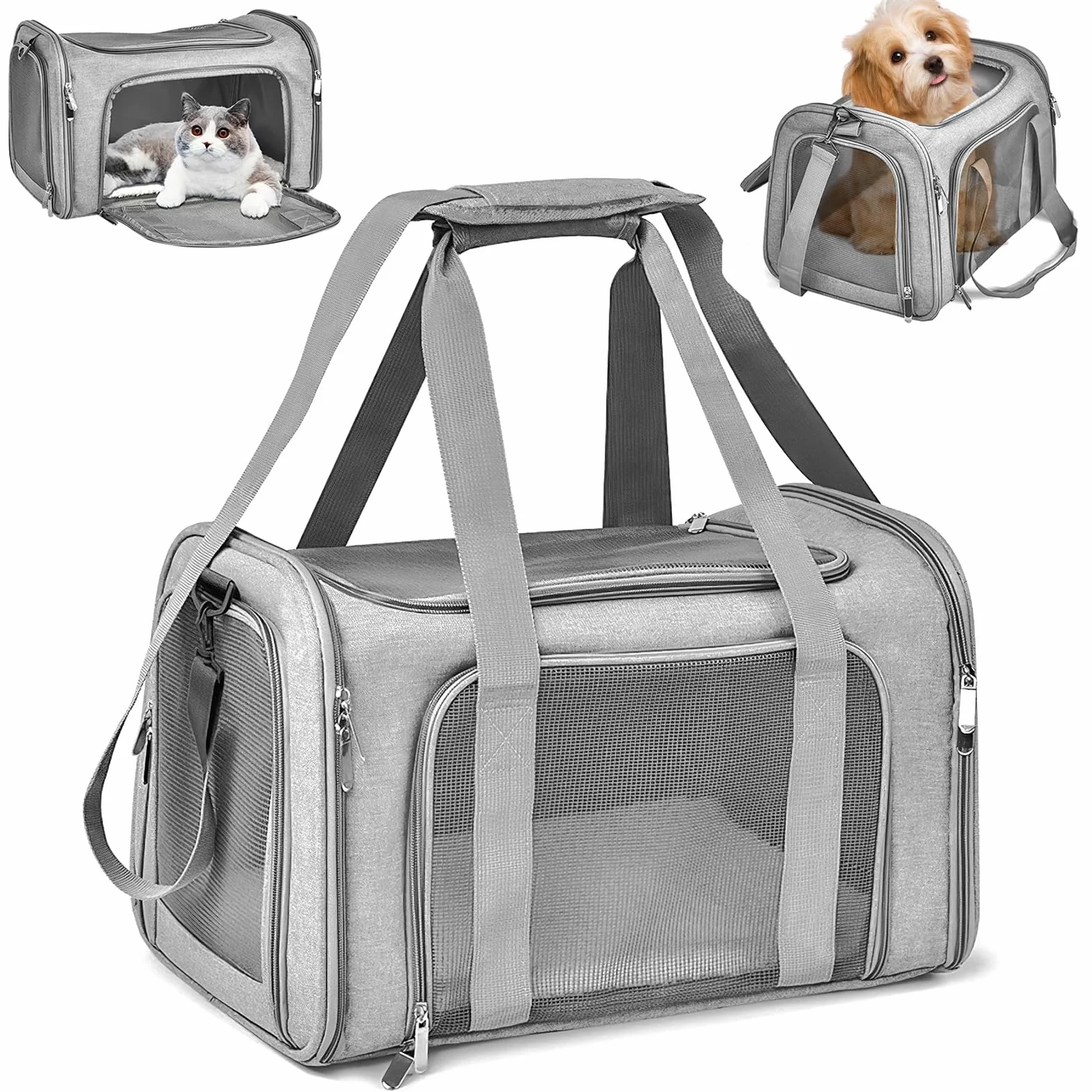 Sprifityy 45x30x30 cm torba transportowa dla kota, torba transportowa dla zwierząt domowych, składana i oddychająca torba transportowa dla kota, 7kg pudełko transportowe dla kota, pudełko transportowe