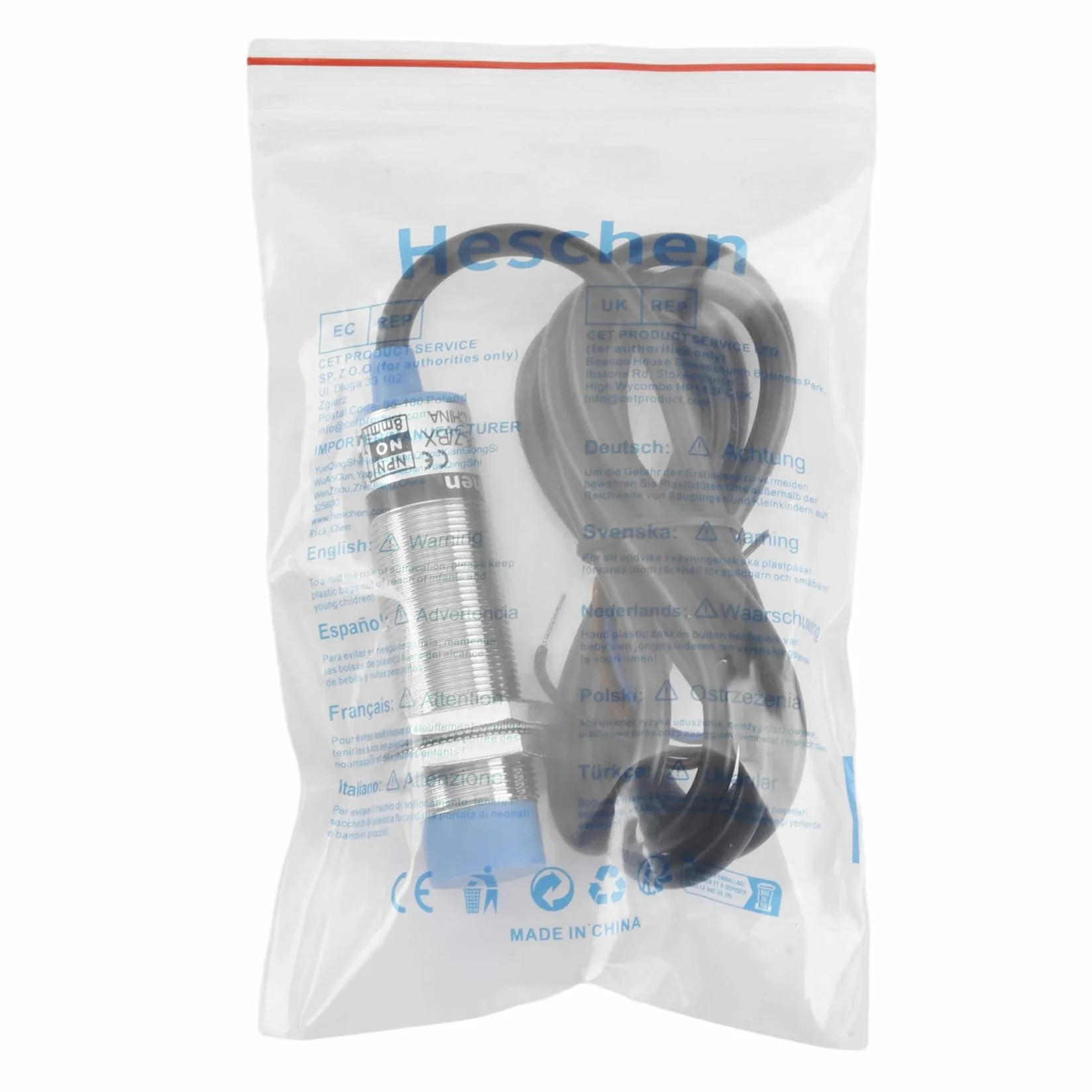 Heschen czujnik zbliżeniowy indukcyjny LJ18A3-8-Z/BX 8 mm 10-30 VDC NPN NO 3-przewodowy