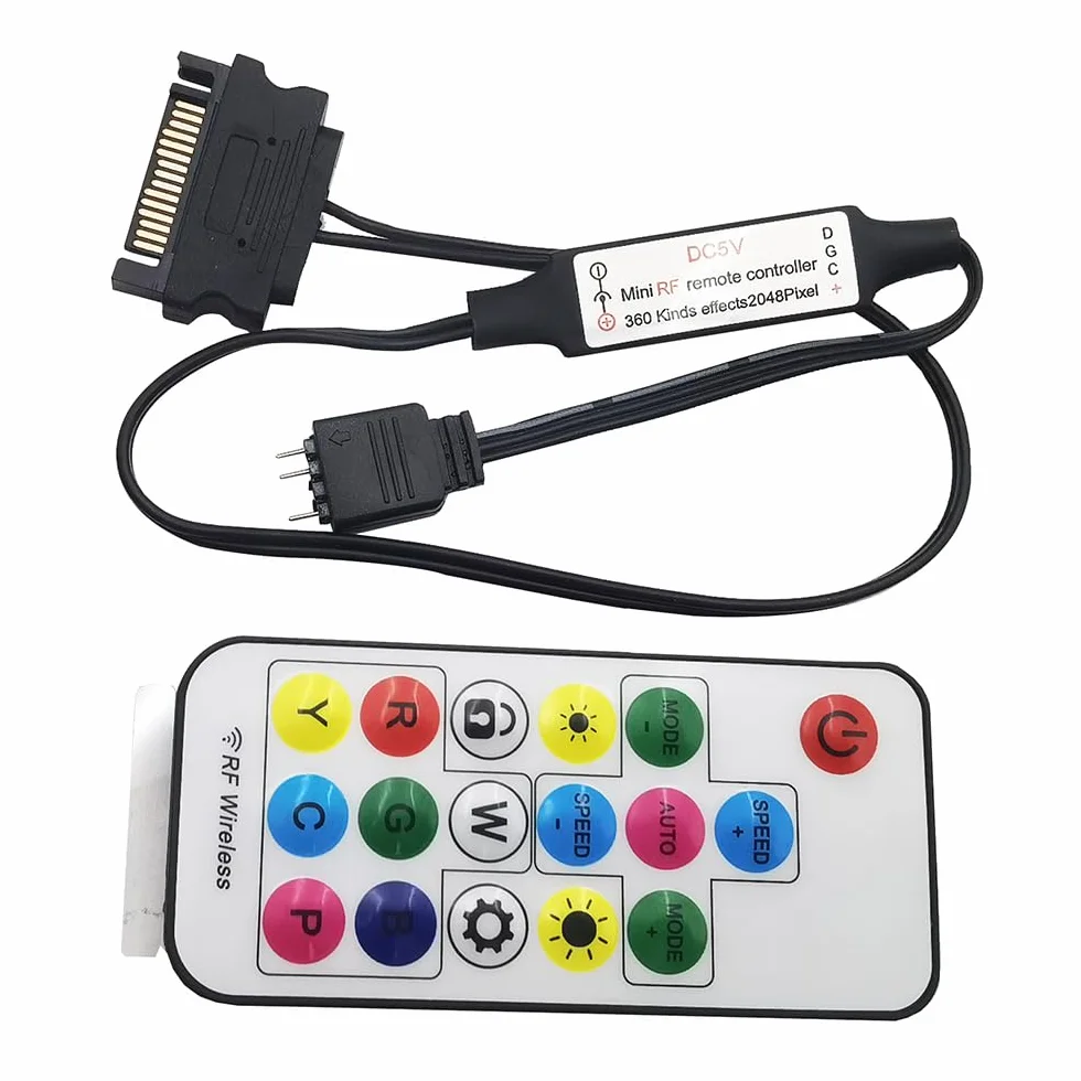 Kontroler ARGB 3-pinowy 5 V do diod LED RGB z pilotem RF 17 przycisków
