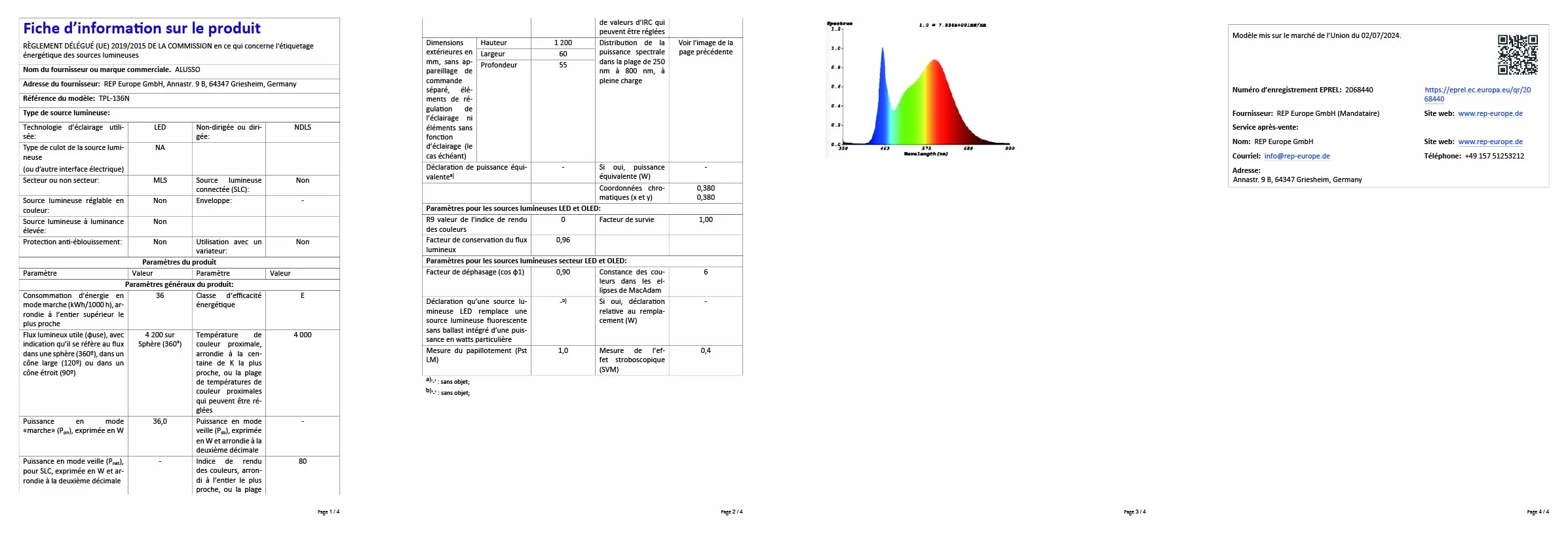 ALUSSO Listwa świetlna LED 120 cm, 36 W, 4320 lm, 4000 K, możliwość łączenia, oświetlenie garażowe, wodoodporne IP65, lampy sufitowe do szopy, warsztatu, biura, kuchni, 2 szt