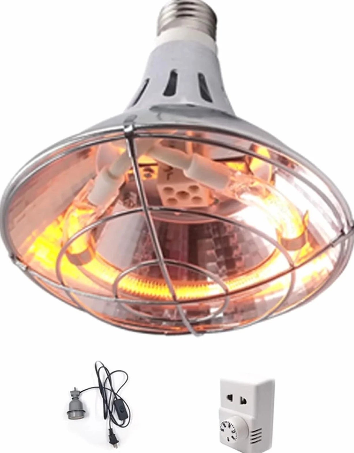 NEZIH Brooder lampa grzewcza dla szczeniaków, utrzymująca ciepło lampa dla kurnika, regulowana temperatura, oświetlenie grzewcze, na zimę, ze stopu aluminium, abażur + 100 ~ 300 W żarówka cieplna na