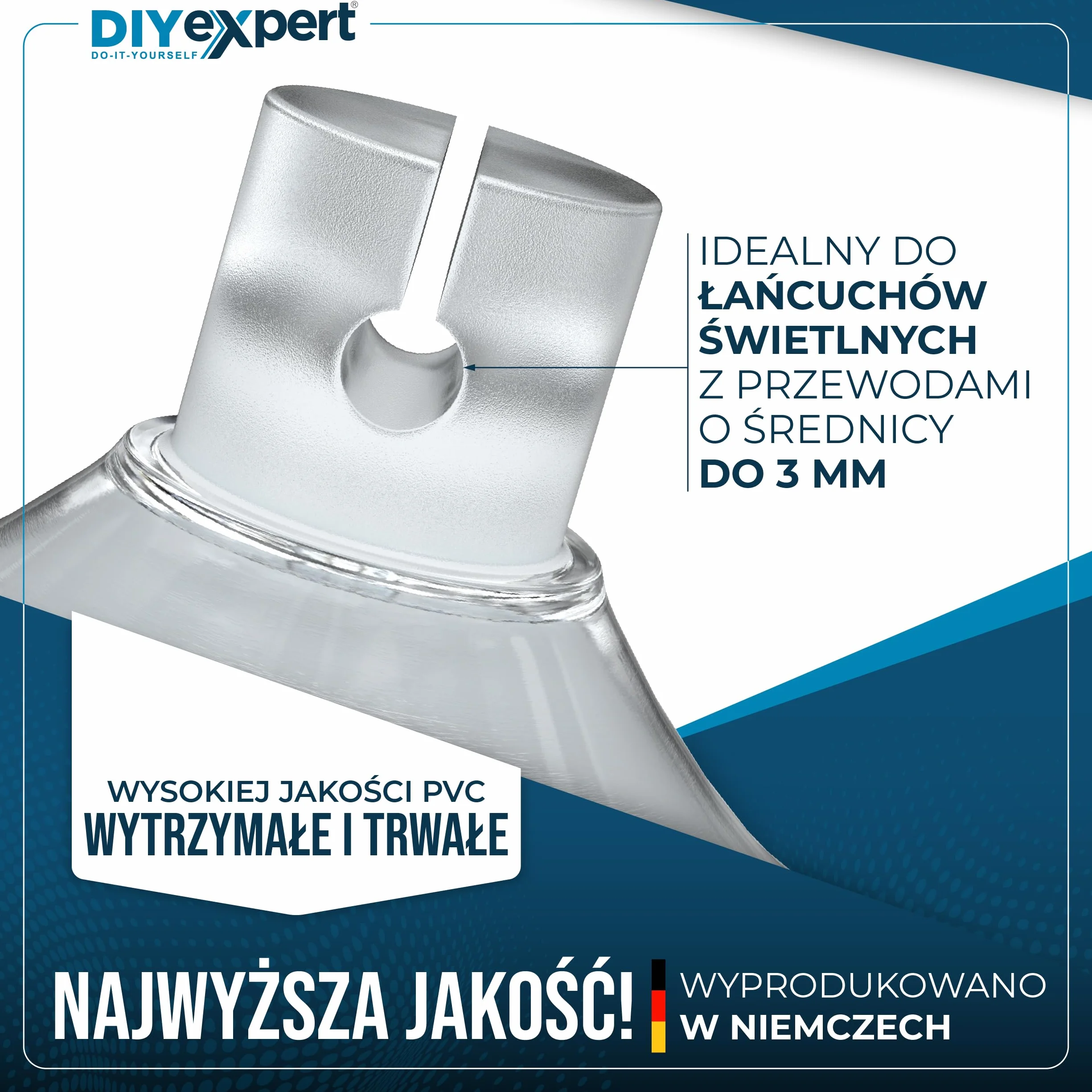 DIY expert 100 x przyssawka do łańcuchów świetlnych, Ø 20 mm, przyssawka, haczyk z przyssawką, ssawka szczelinowa, wyprodukowano w Niemczech