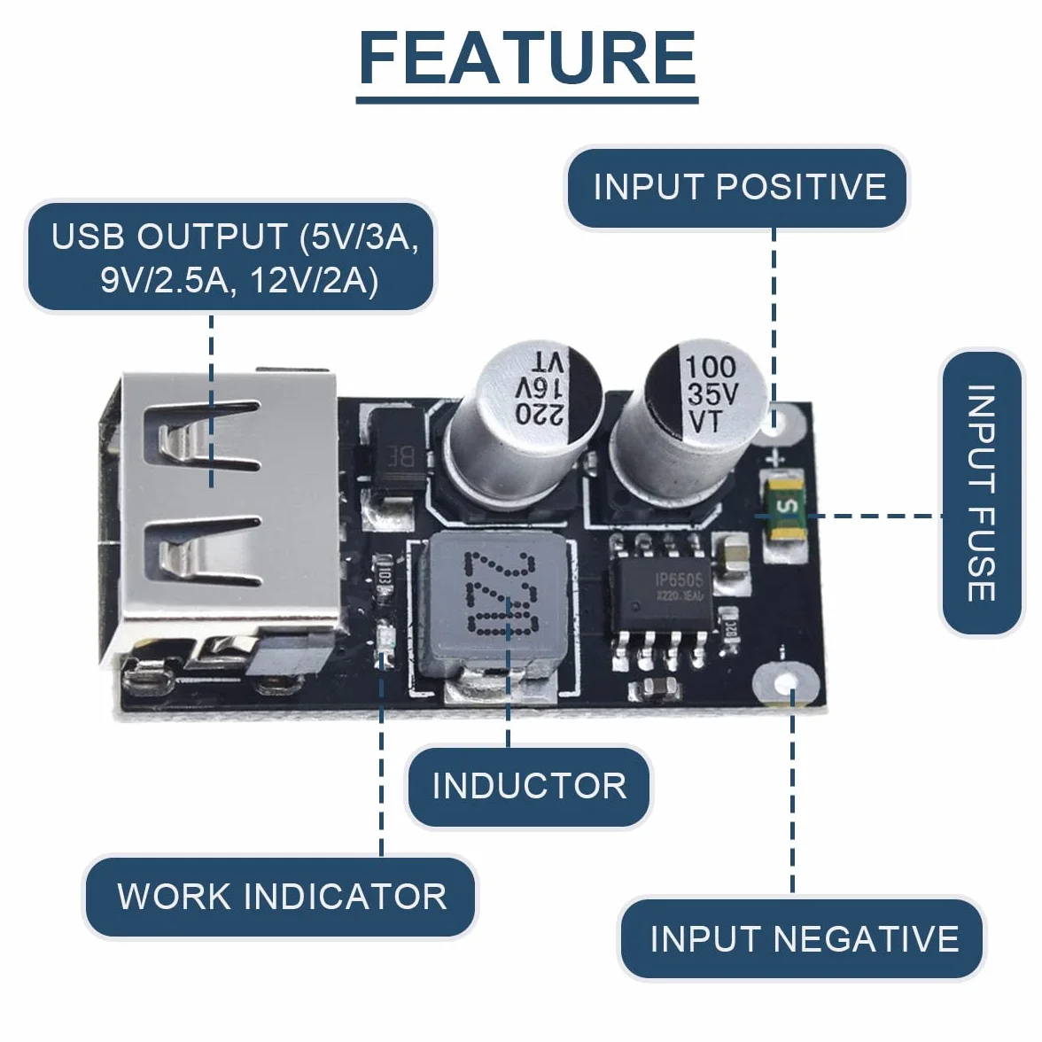 Moduł szybkiego ładowania USB QC3.0 QC2.0 DC-DC Buck Converter Step-Down 5V 3A 5 sztuk 24AWG
