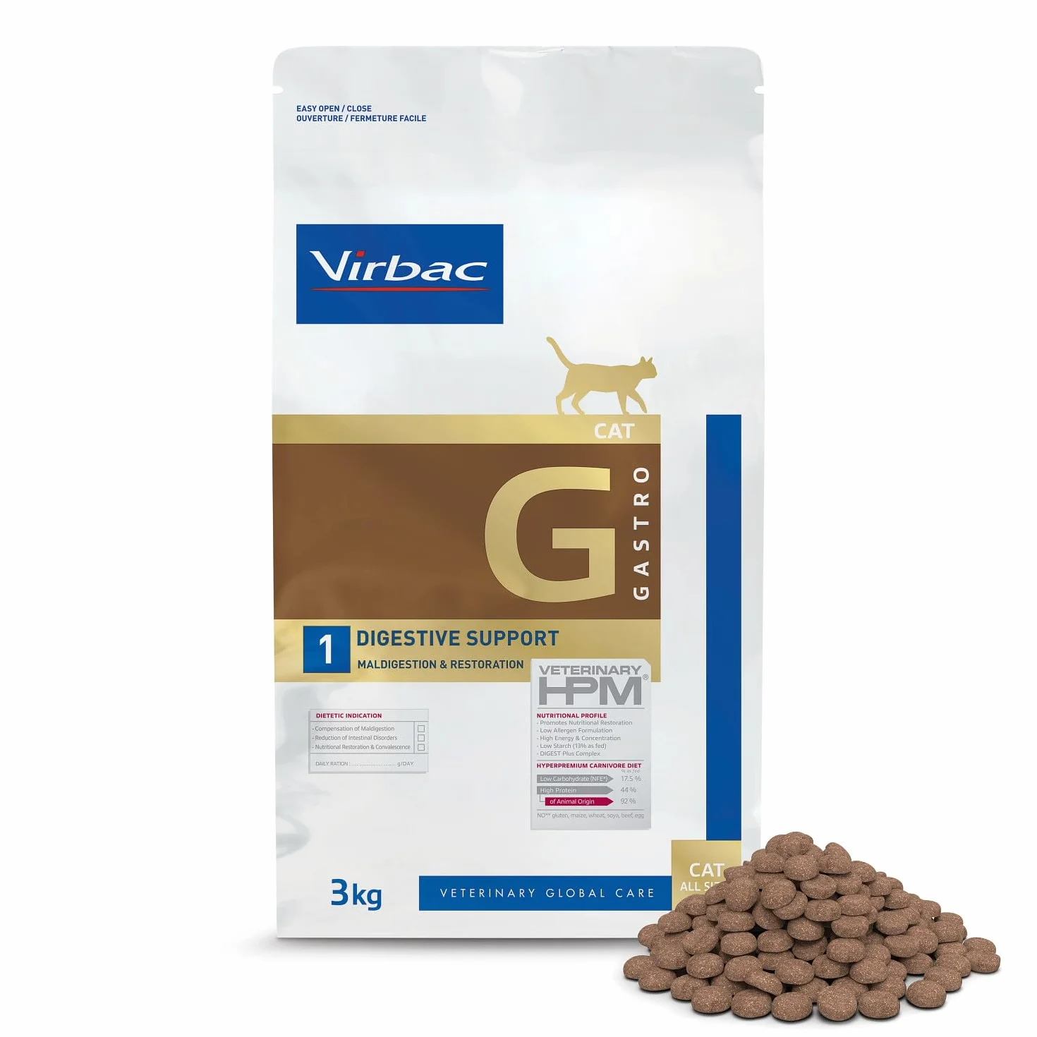 Virbac Veterinary HPM Cat trawienna karma dla kotów 3 kg Rozmiar S