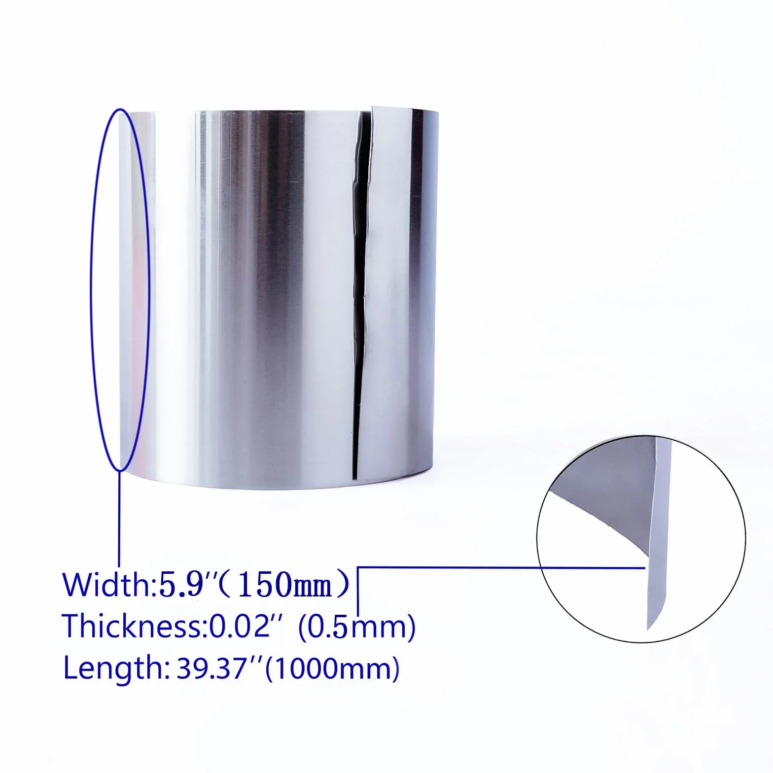 Taśma aluminiowa folia aluminiowa metal materiał Washer Wall (0,5 mm x 150 mm x 1 m)